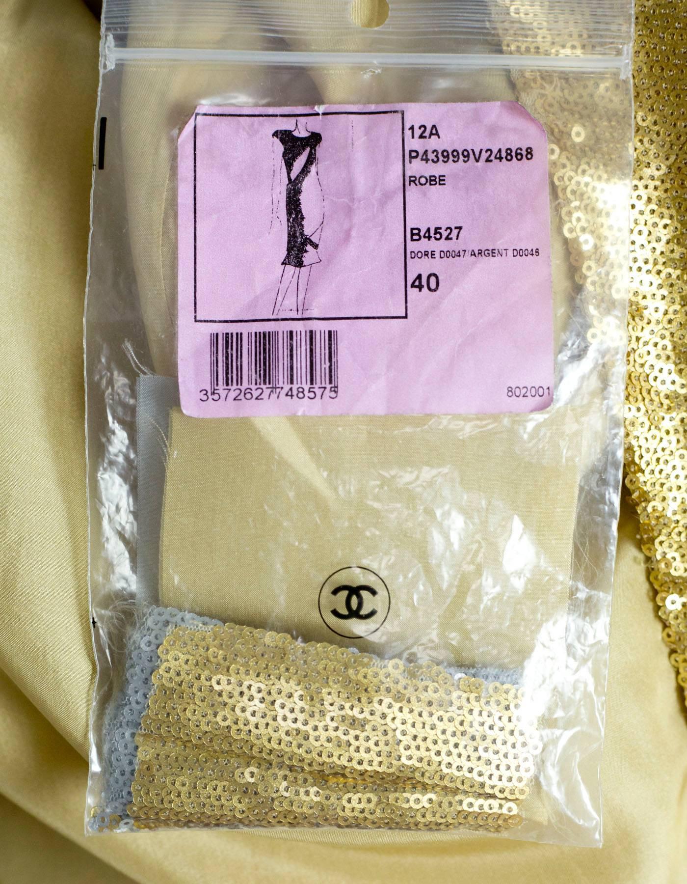 Chanel Gold & Silver Sequin 2-Piece Dress sz FR40 3