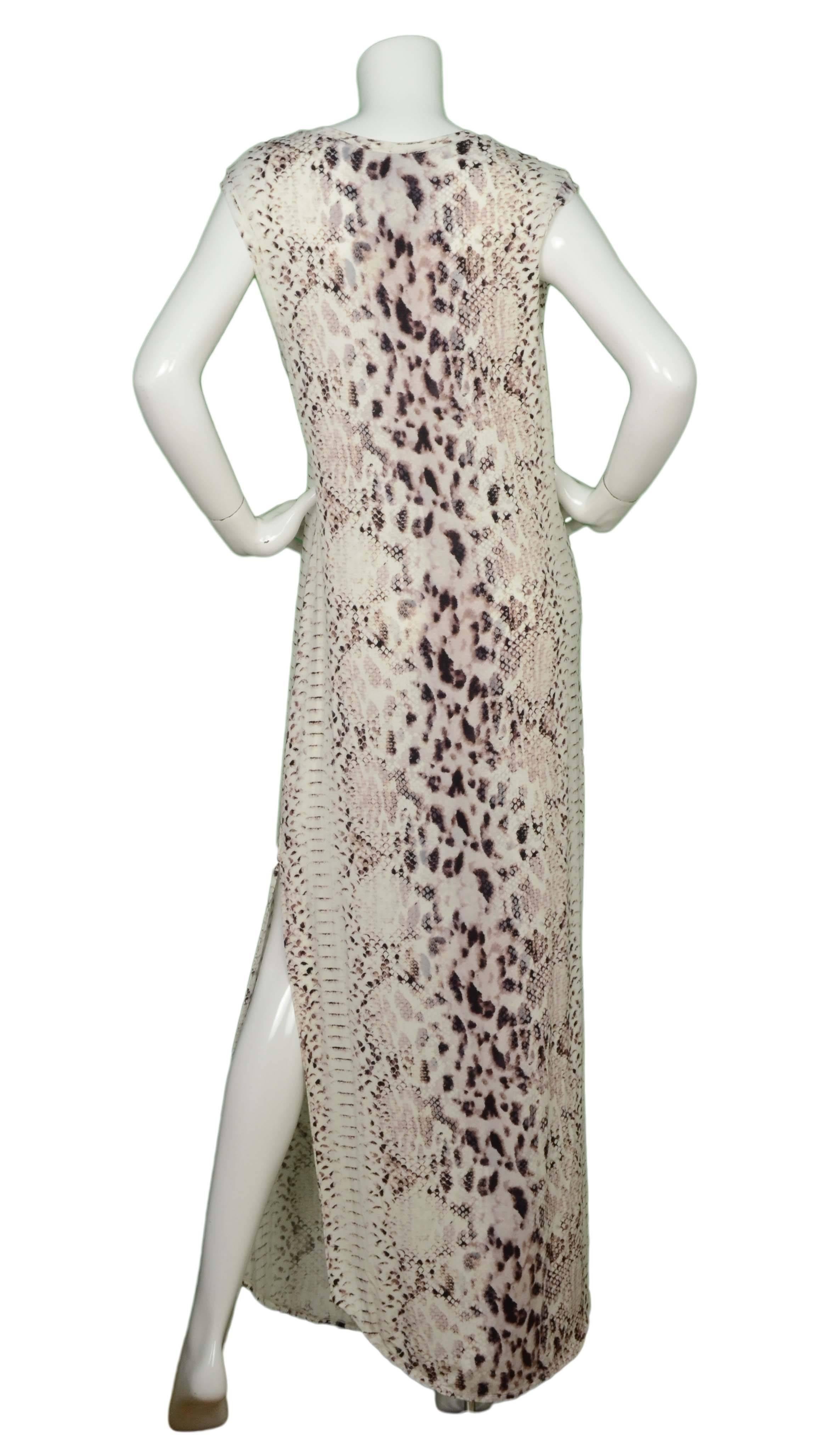 Gray Haute Hippie Snakeskin Print Sleeveless Maxi Dress