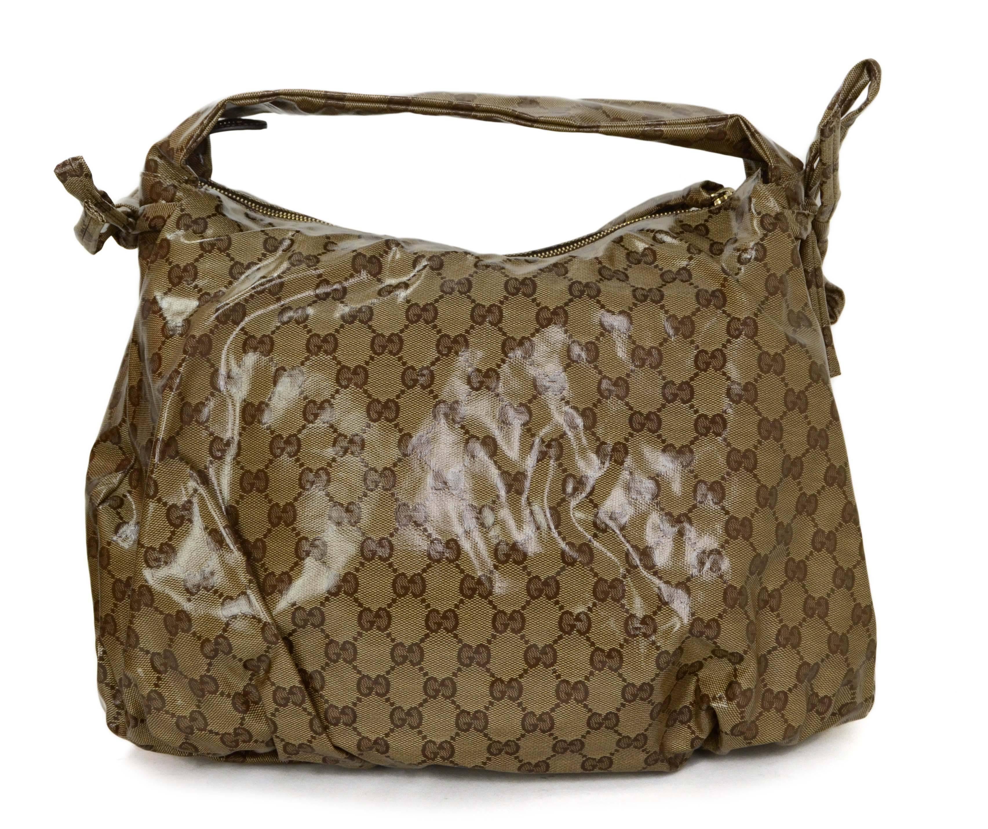 Gucci Tan Monogram Hysteria Shoulder Bag GHW In Excellent Condition In New York, NY