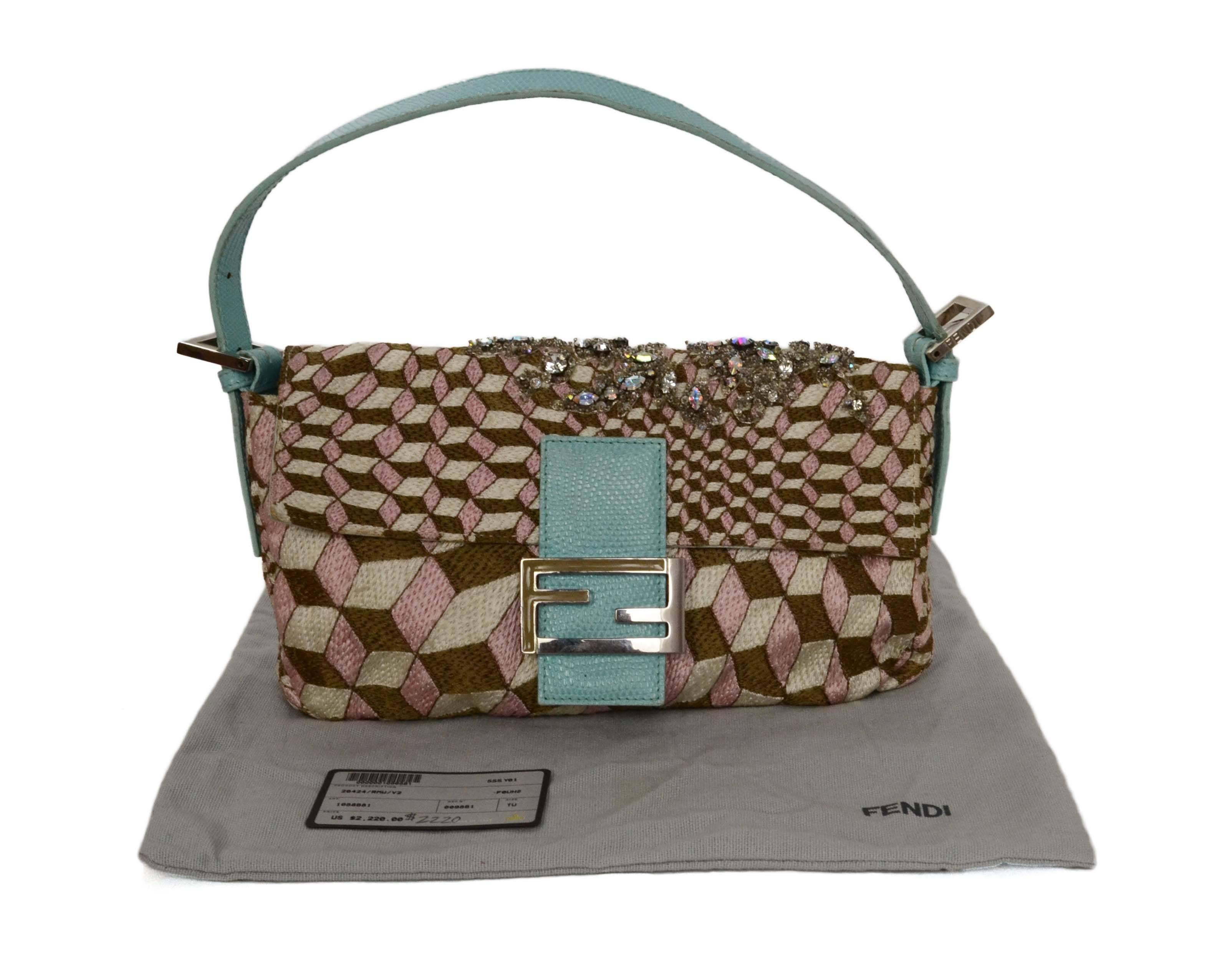 Fendi Embroidered Geometric Print Pochette Bag w/ Jeweled Detail rt. $2, 220  3