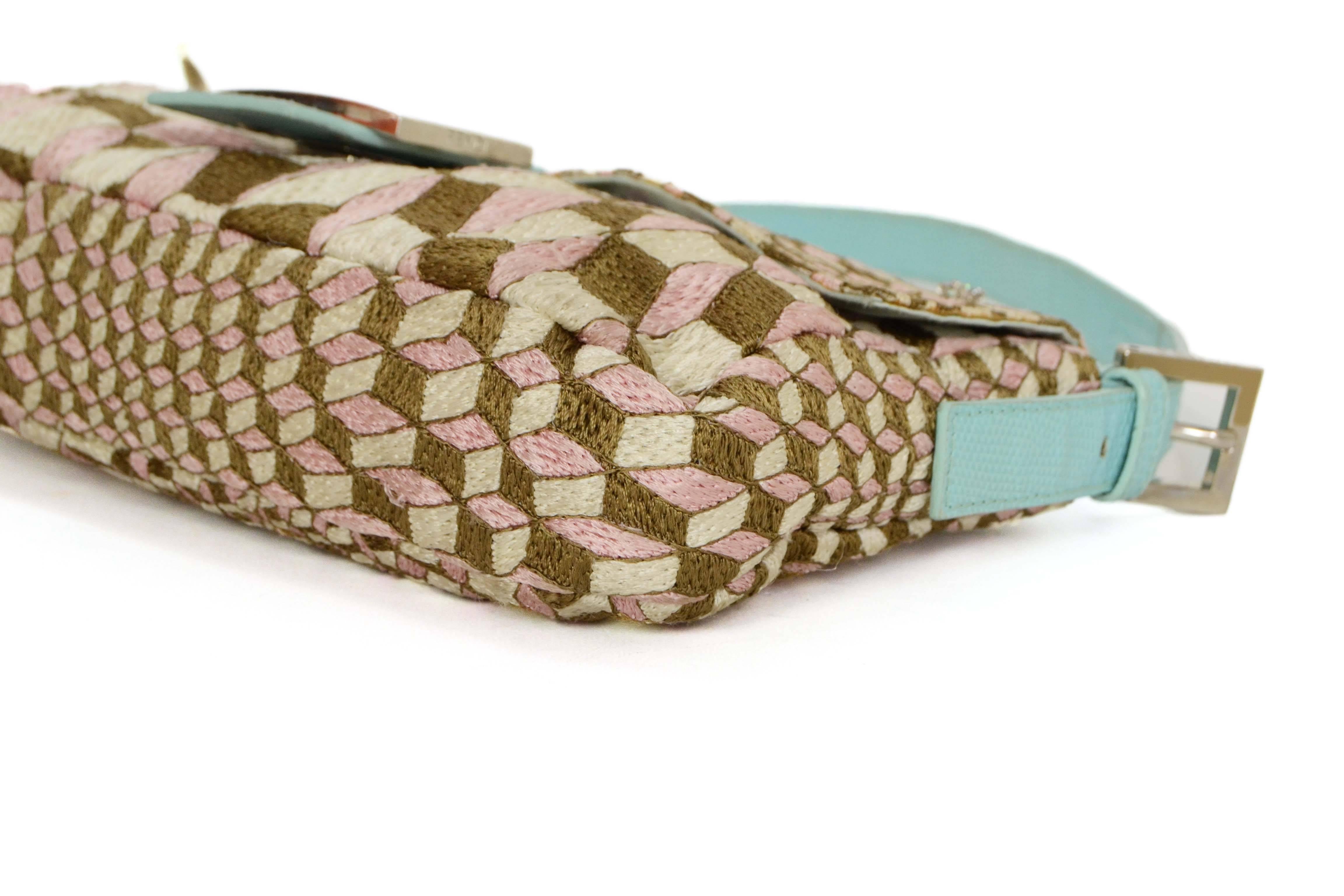 Women's Fendi Embroidered Geometric Print Pochette Bag w/ Jeweled Detail rt. $2, 220