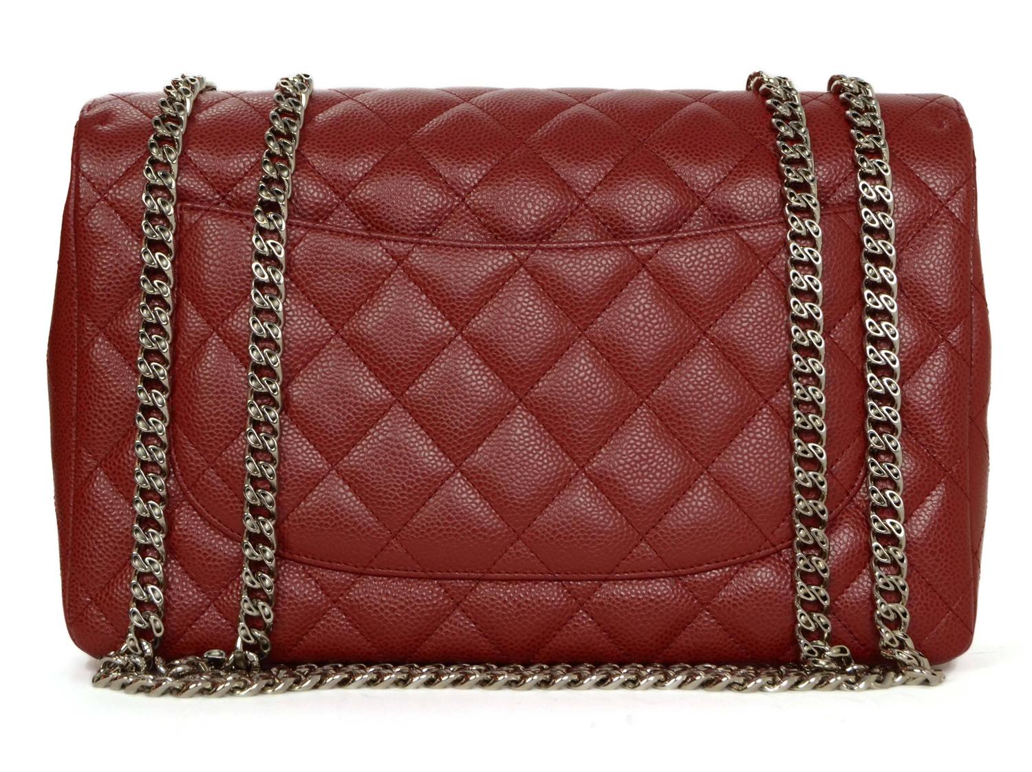 Chanel Red Quilted Caviar Bijoux Jumbo Classic Flap Bag at 1stdibs