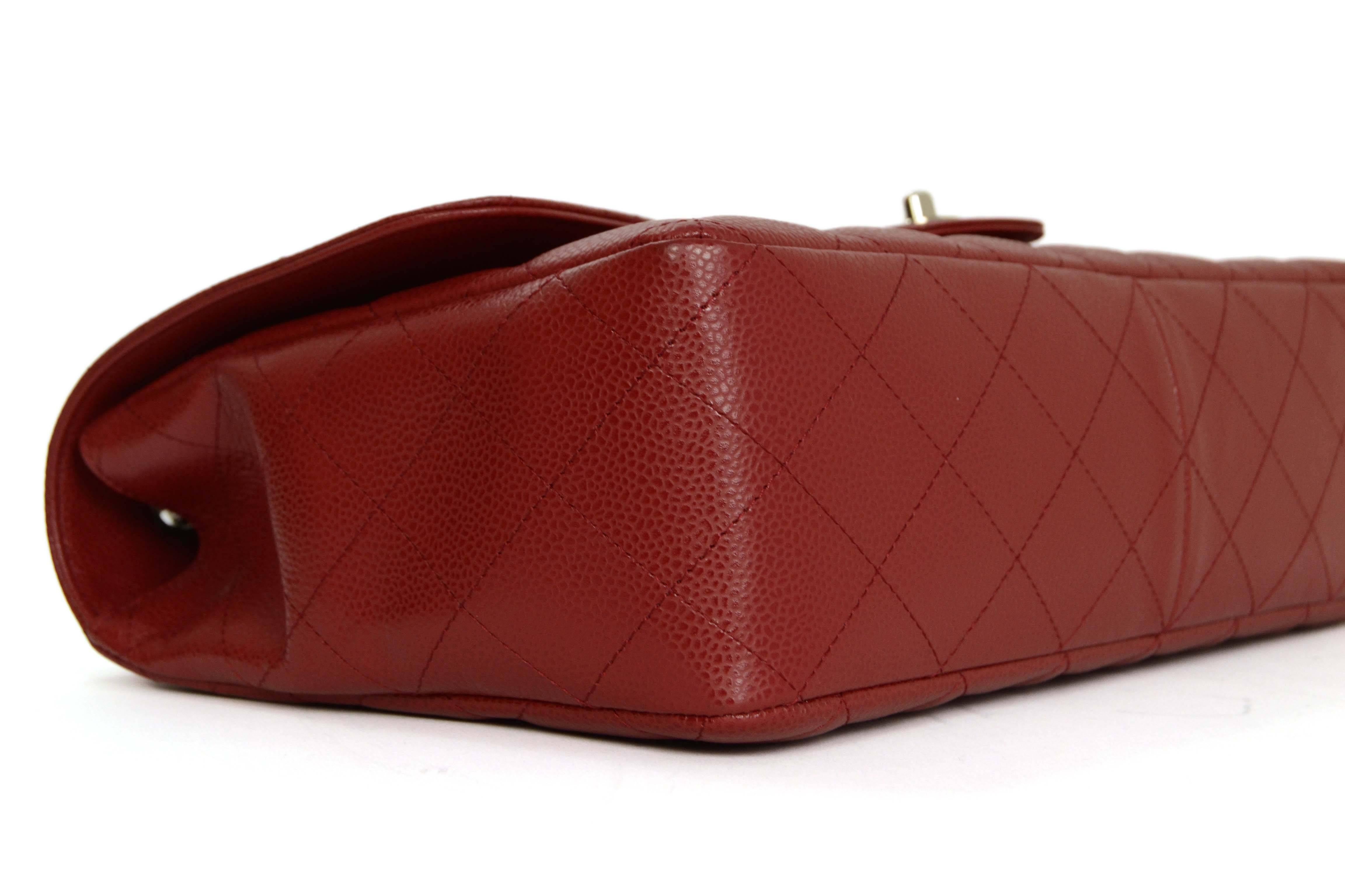 Chanel Red Quilted Caviar Bijoux Jumbo Classic Flap Bag In Excellent Condition In New York, NY