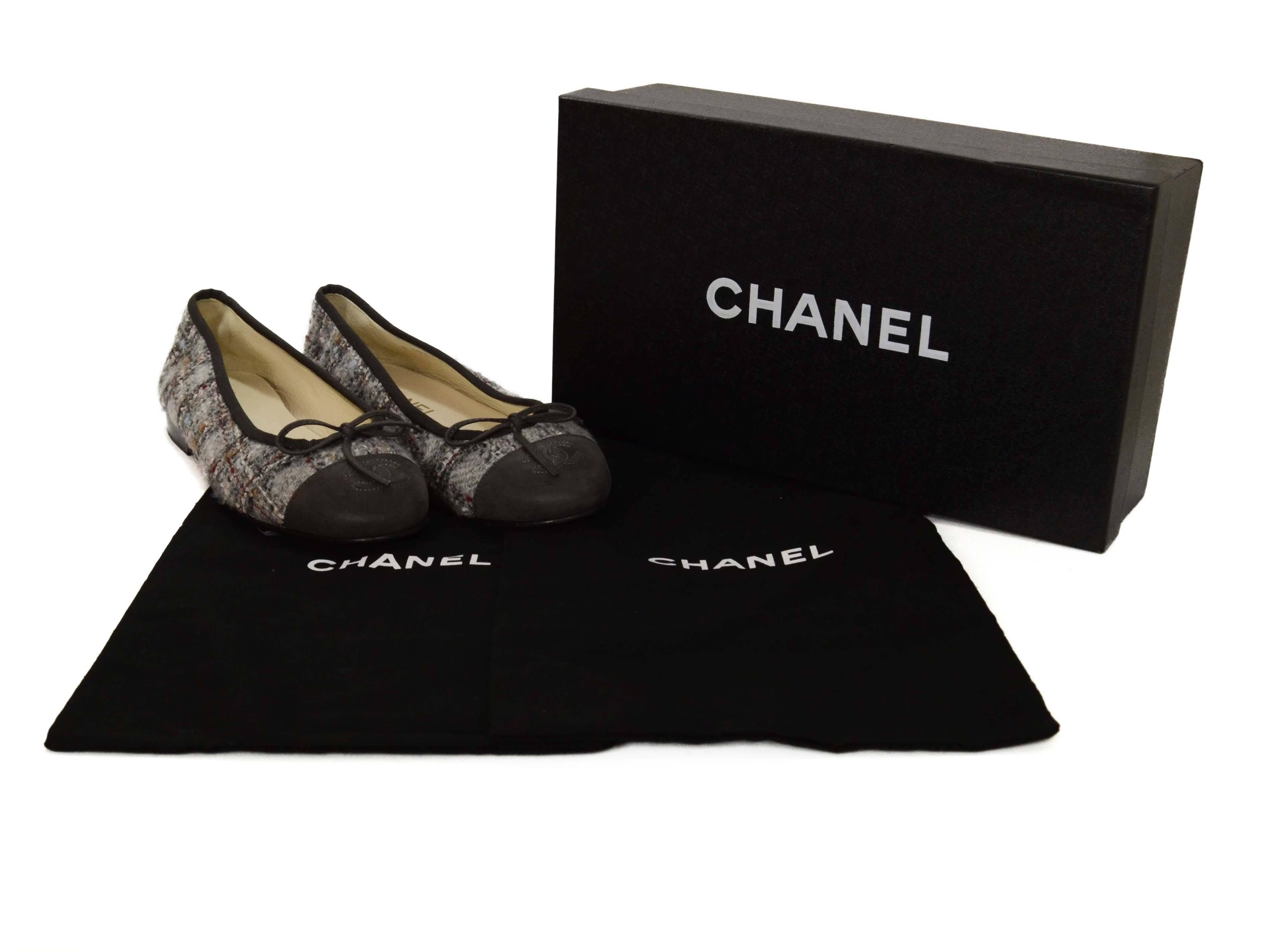 Chanel Light Grey Tweed Ballet Flats sz 36.5 3