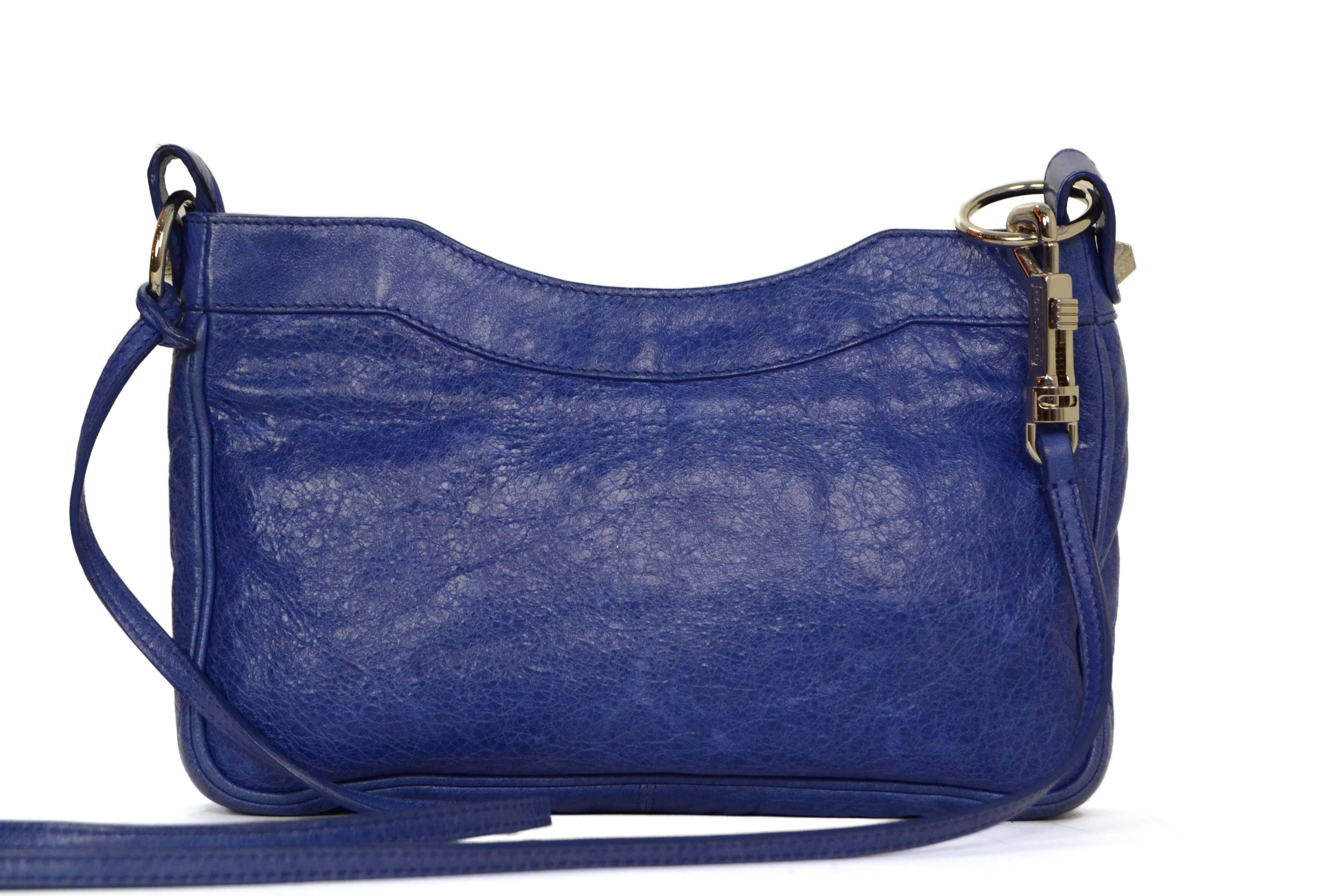 Balenciaga Cobalt Blue Leather Giant 12 Gold Hip Crossbody In Excellent Condition In New York, NY