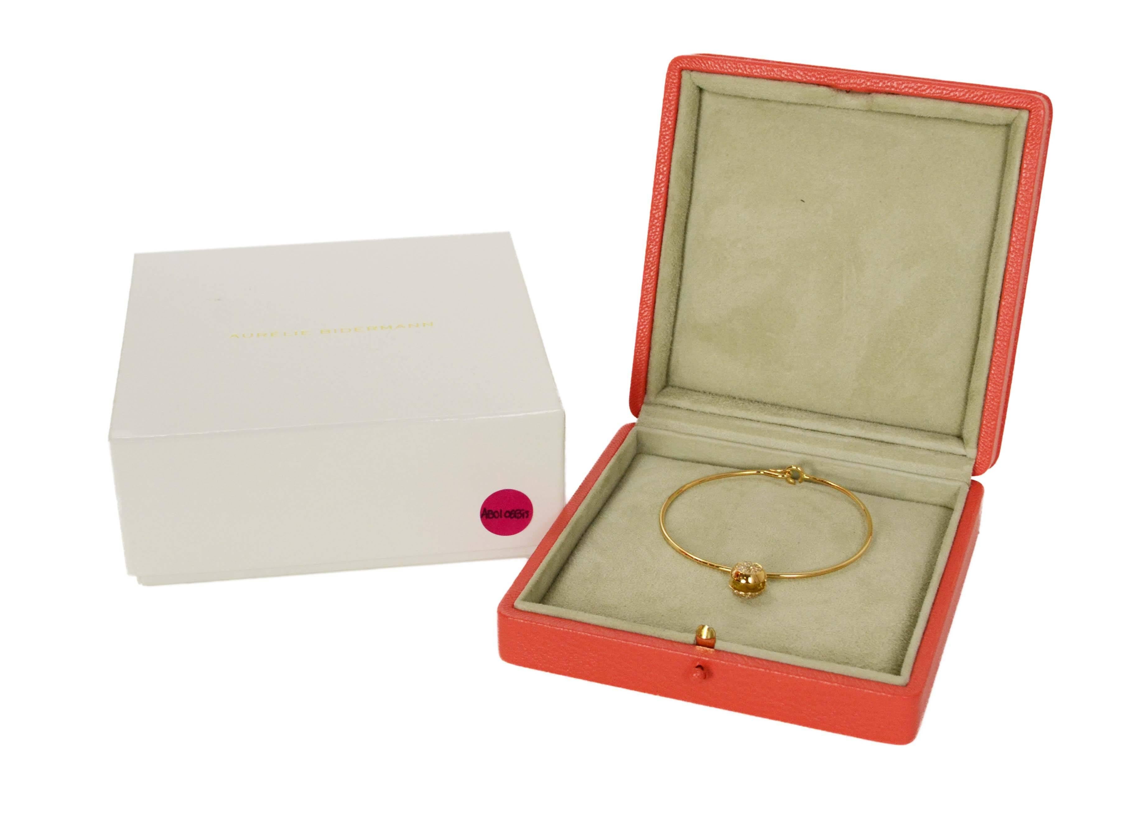 Aurelie Bidermann Diamond Gold Bell Bangle Bracelet RT. $4, 200 In New Condition In New York, NY
