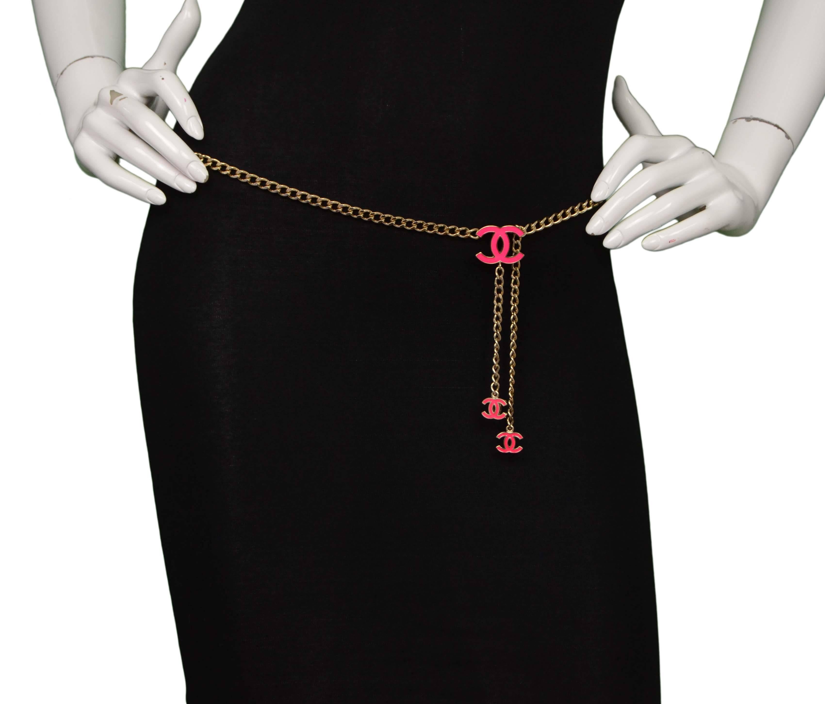 chanel pink chain belt