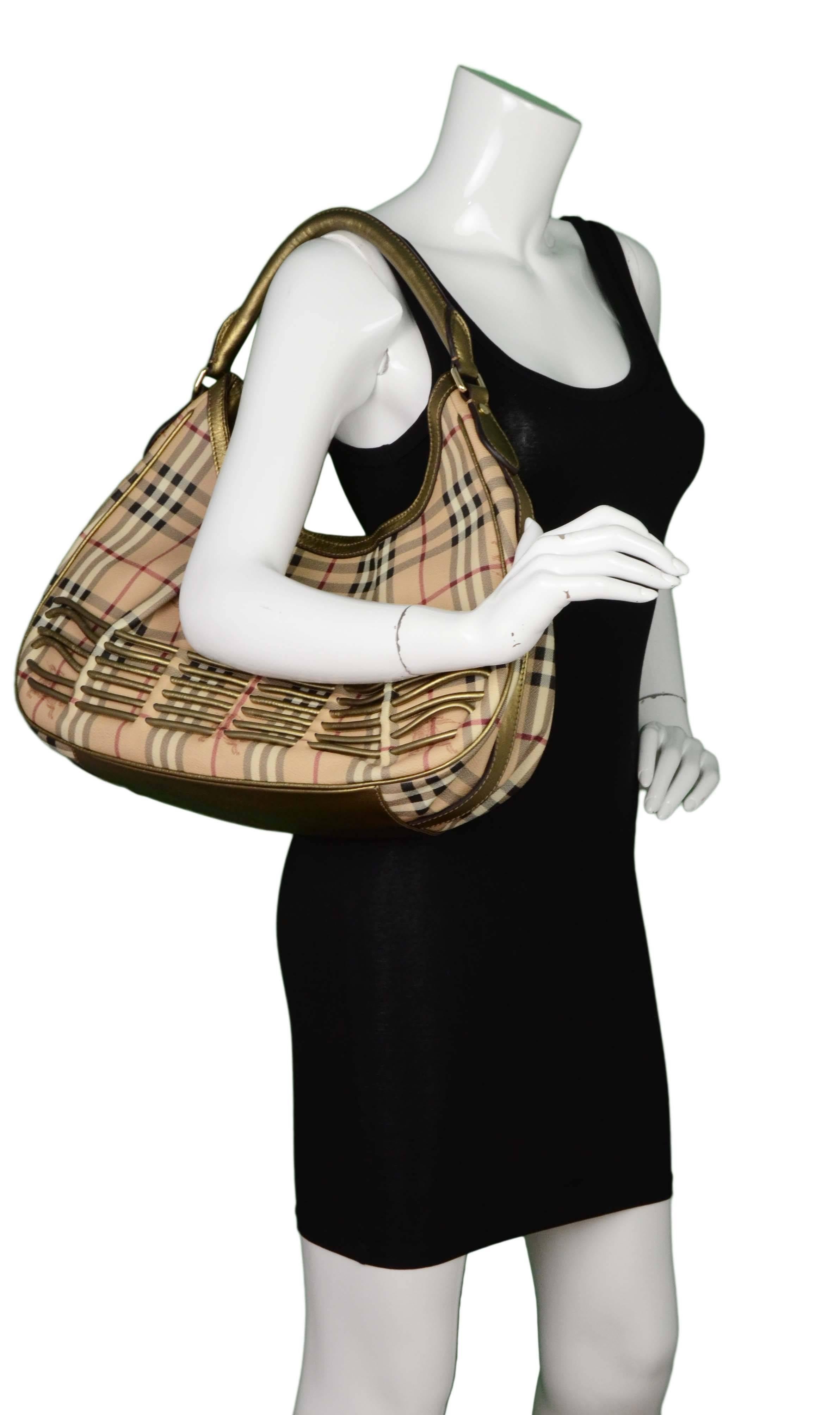 Burberry Tan Nova Plaid Shoulder Bag w. Bronze Leather Trim rt. $1, 295 5