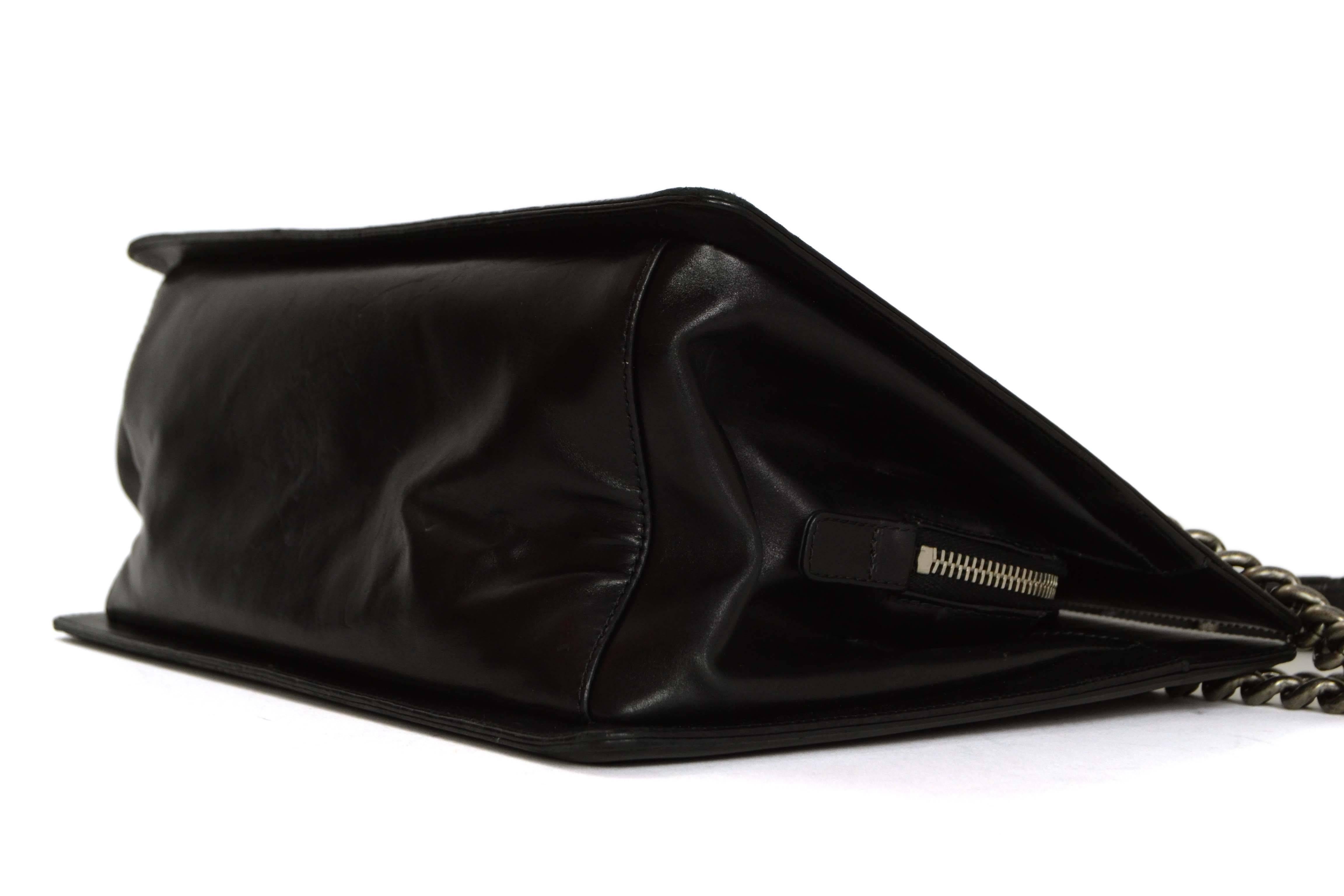 Chanel Black Polished Calfskin Boy Tote Bag 1