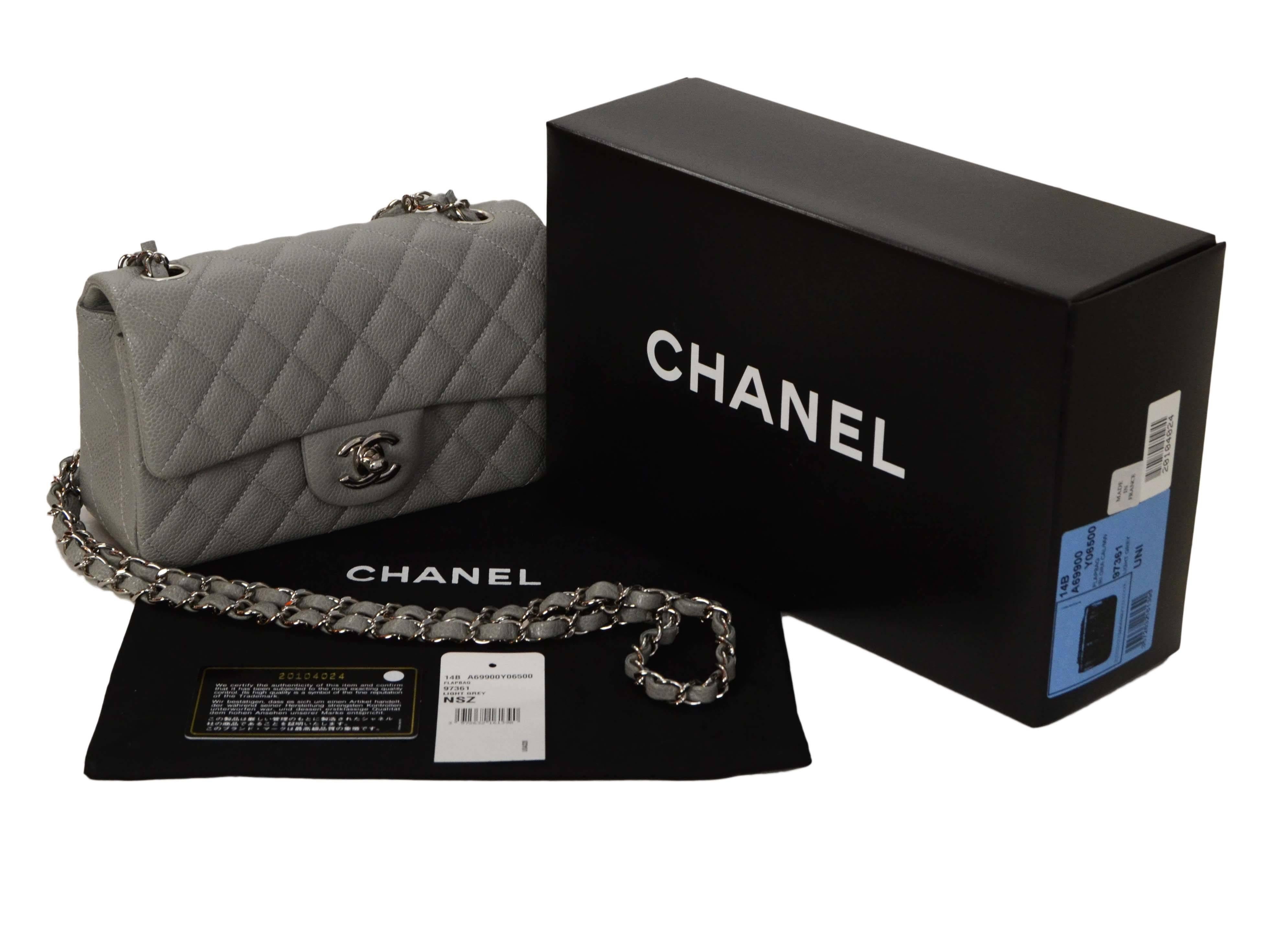 Chanel Grey Quilted Caviar Rectangle Mini Flap Bag SHW 2