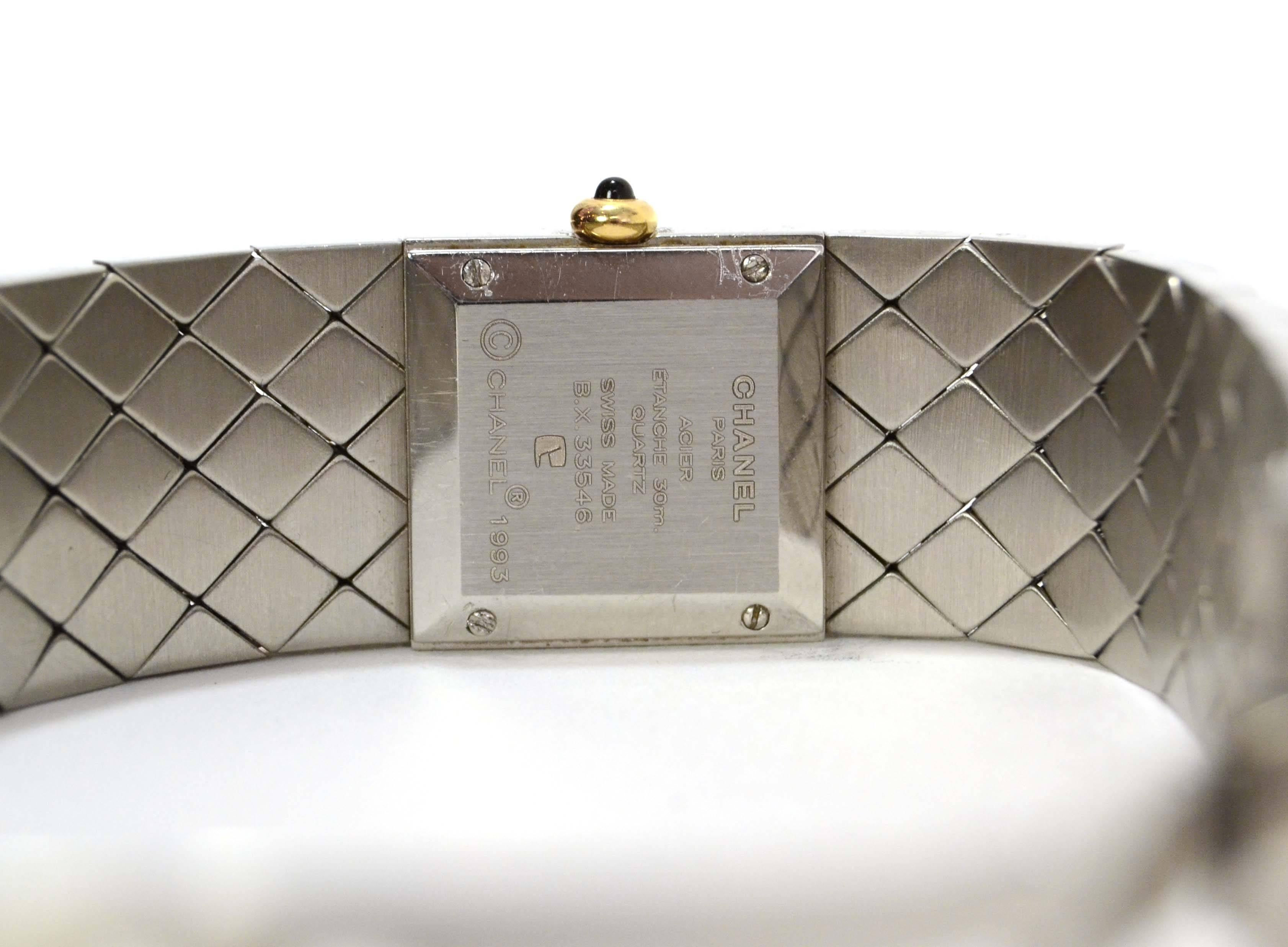Chanel Lady's Stainless Steel Gold Quilted Matelasse Wristwatch In Excellent Condition In New York, NY