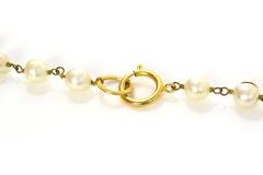 Chanel Vintage '70s Gold CC Coin & Pearl Necklace