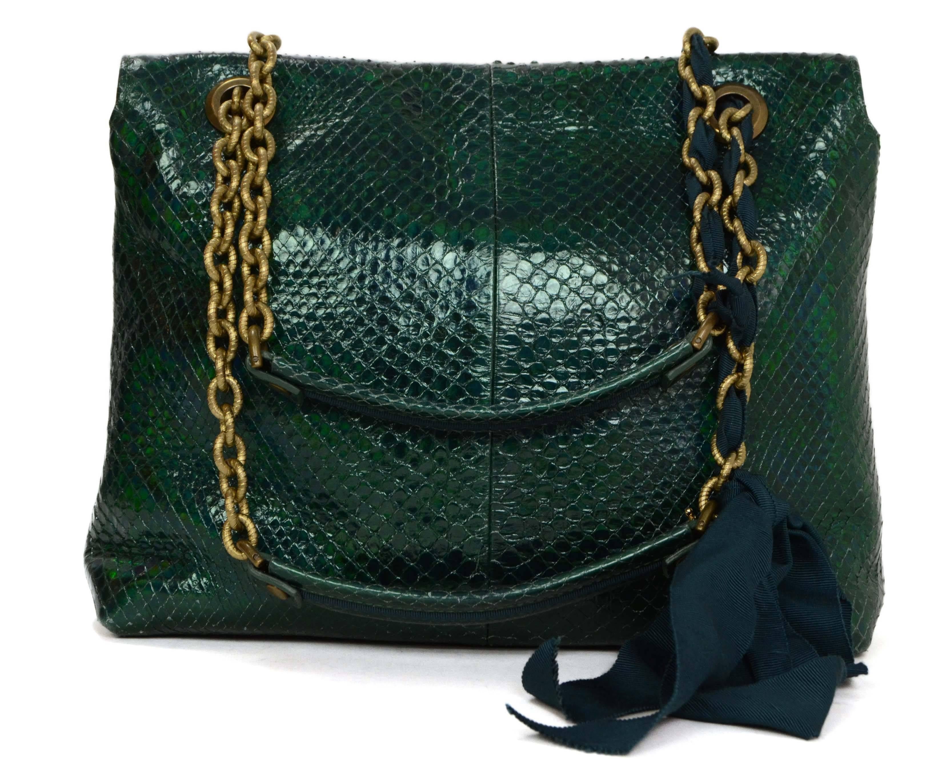Lanvin Iridescent Green Pyton Happy Bag GHW In Excellent Condition In New York, NY