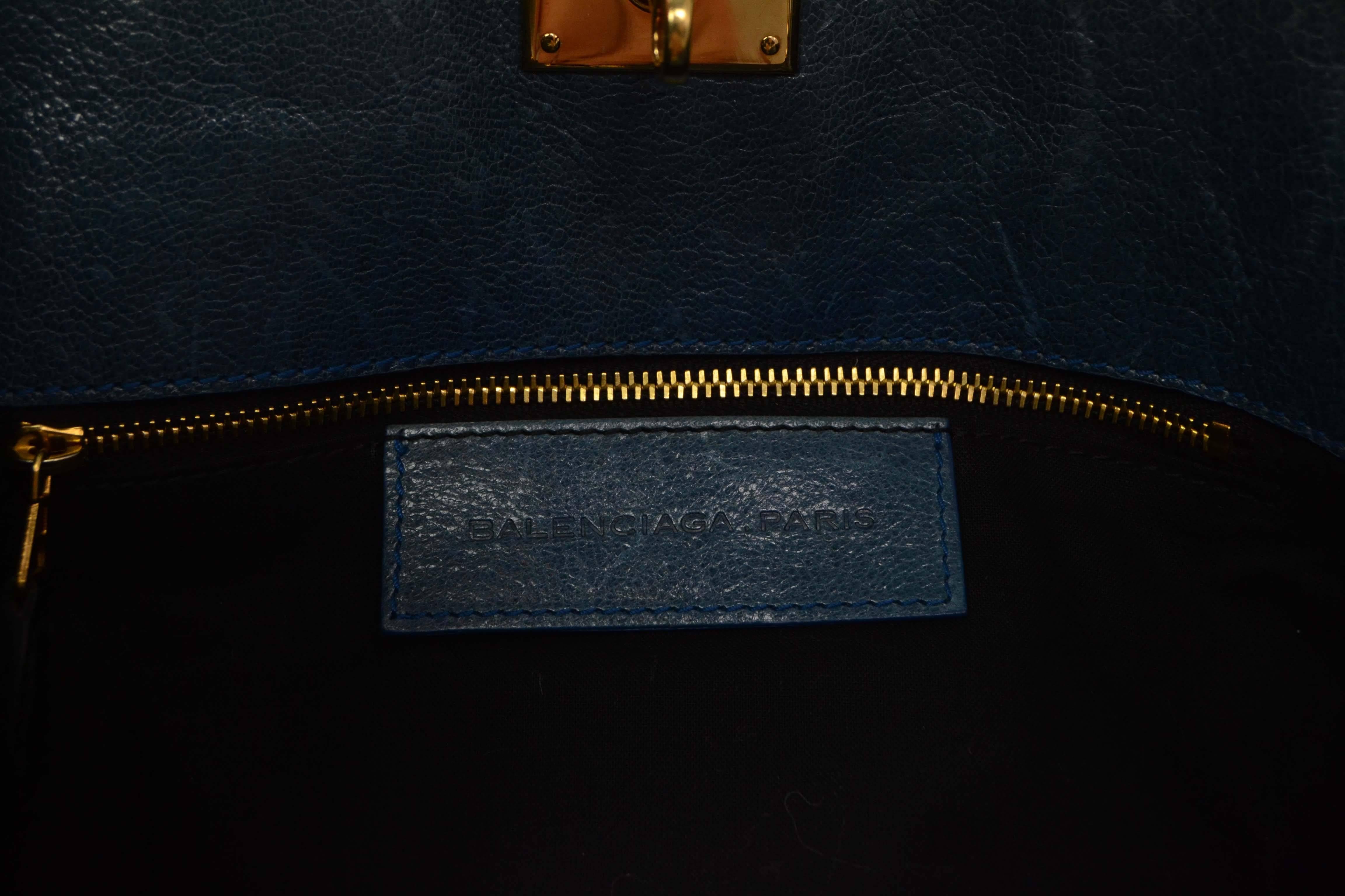 Balenciaga Blue & Black Leather 'Moon' Bag  2