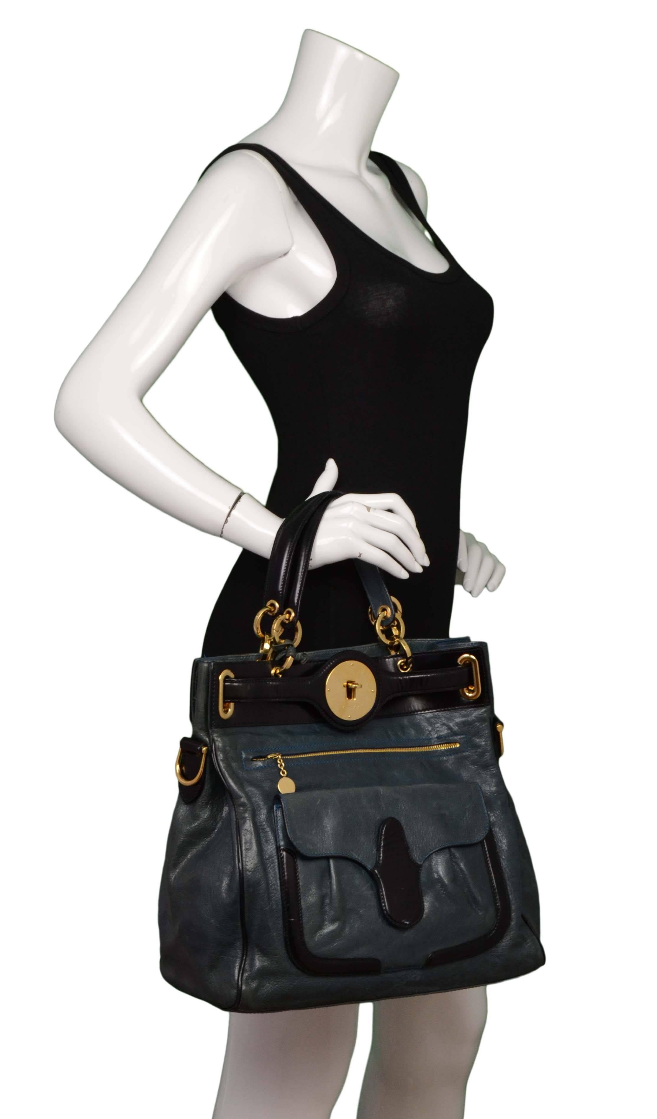 Balenciaga Blue & Black Leather 'Moon' Bag  4