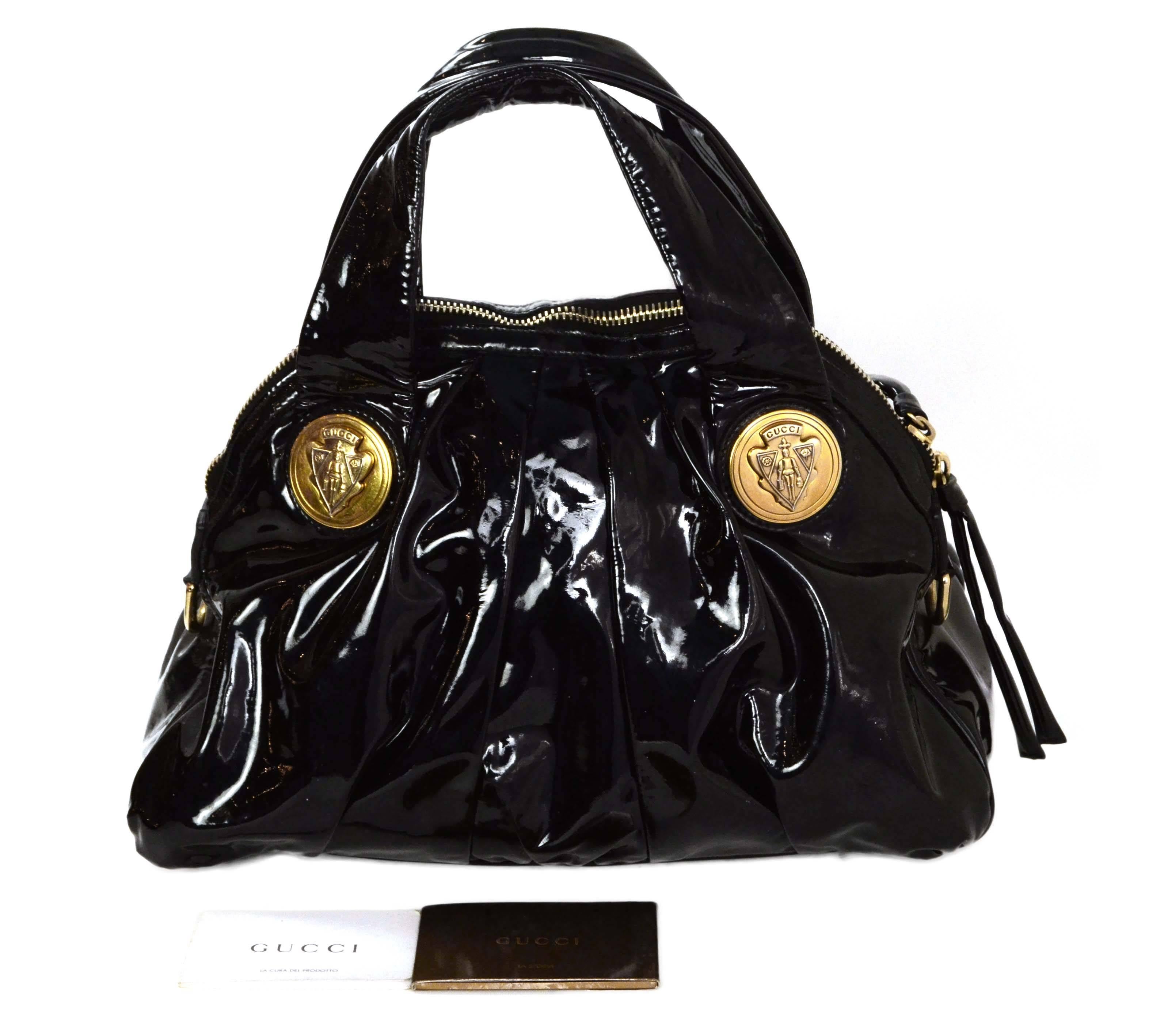 Gucci Black Patent Medium Hysteria Tote Bag GHW 5
