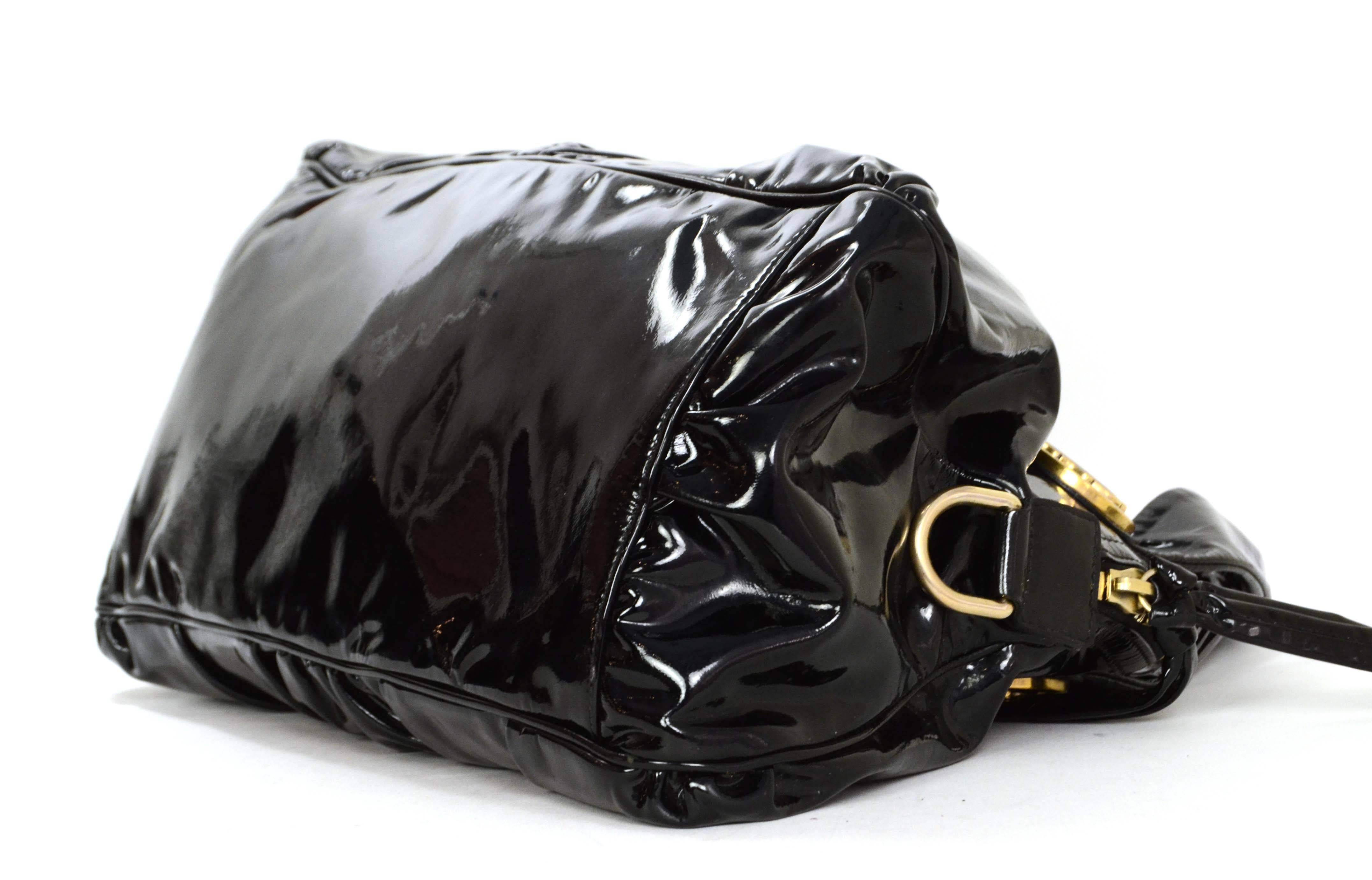 Women's Gucci Black Patent Medium Hysteria Tote Bag GHW