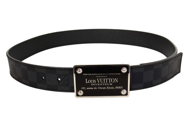 Authentic Louis Vuitton Architect 35MM Belt 85 / 34 Black Damier M0485  Boxed