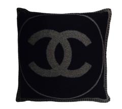 Chanel Grey & Navy Merino CC Pillow