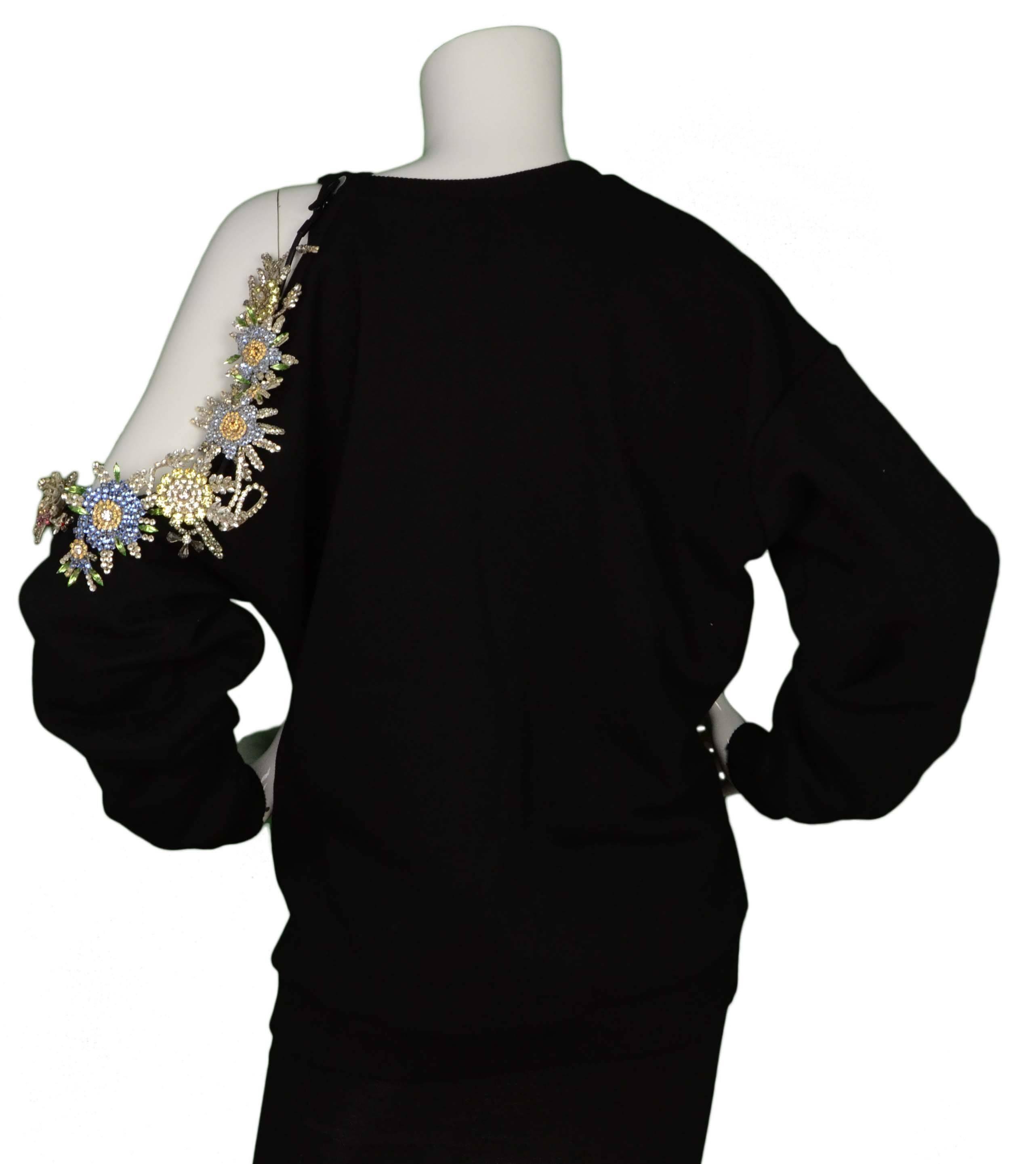 Women's Christopher Kane Black Cotton & Rhinestone Cut Out Sweatshirt rt.$2, 963