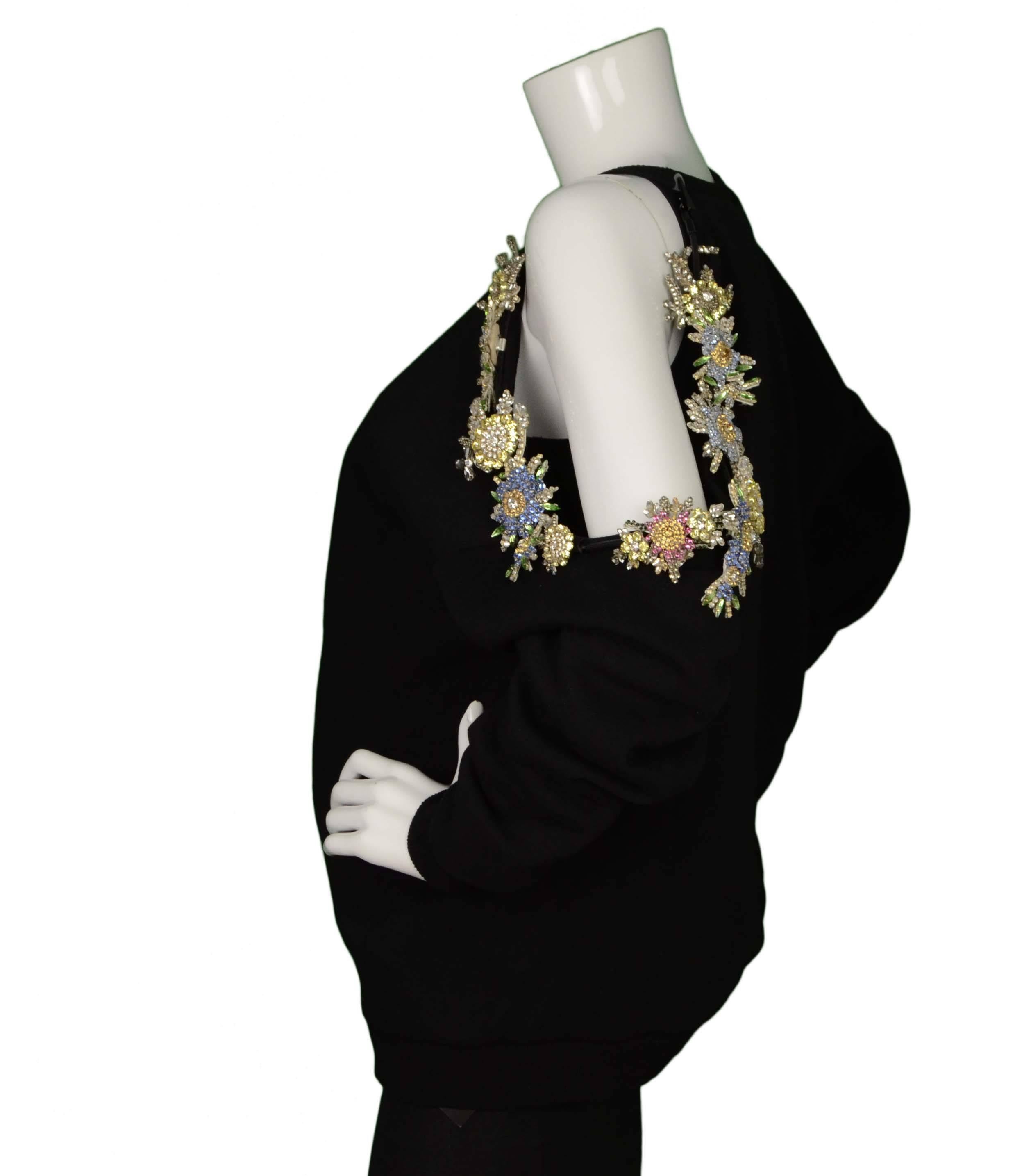 Christopher Kane Black Cotton & Rhinestone Cut Out Sweatshirt rt.$2, 963 In Excellent Condition In New York, NY