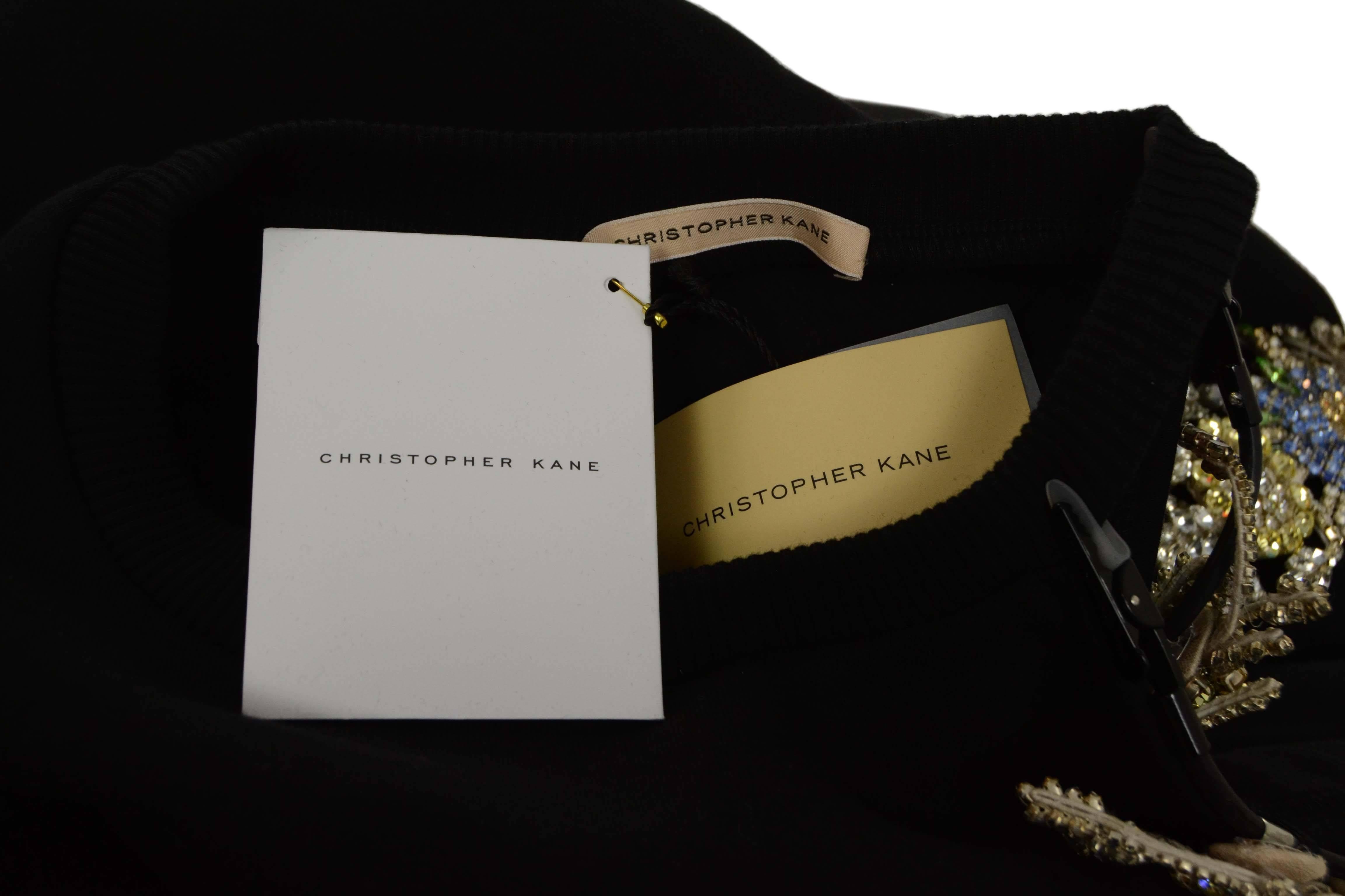 Christopher Kane Black Cotton & Rhinestone Cut Out Sweatshirt rt.$2, 963 1