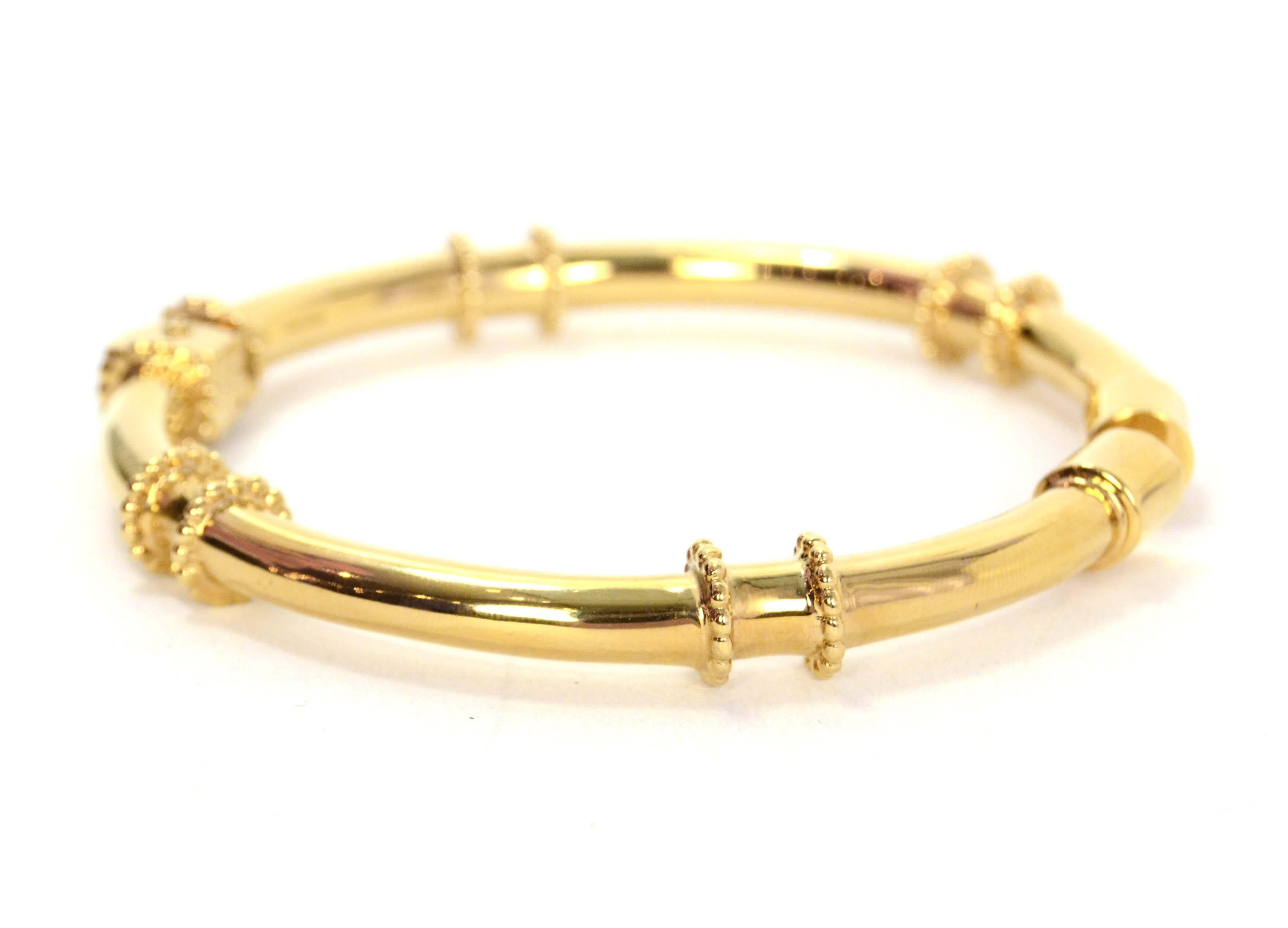 Chloe Gold Frankie Arm Cuff 
Features features little dotted cylinders throughout
Made In: Italy
Color: Goldtone
Materials: Metal
Closure: Hinge
Stamp: Chloe Made in Italy M/L
Retail Price: $441 + tax
Overall Condition: Excellent pre-owned