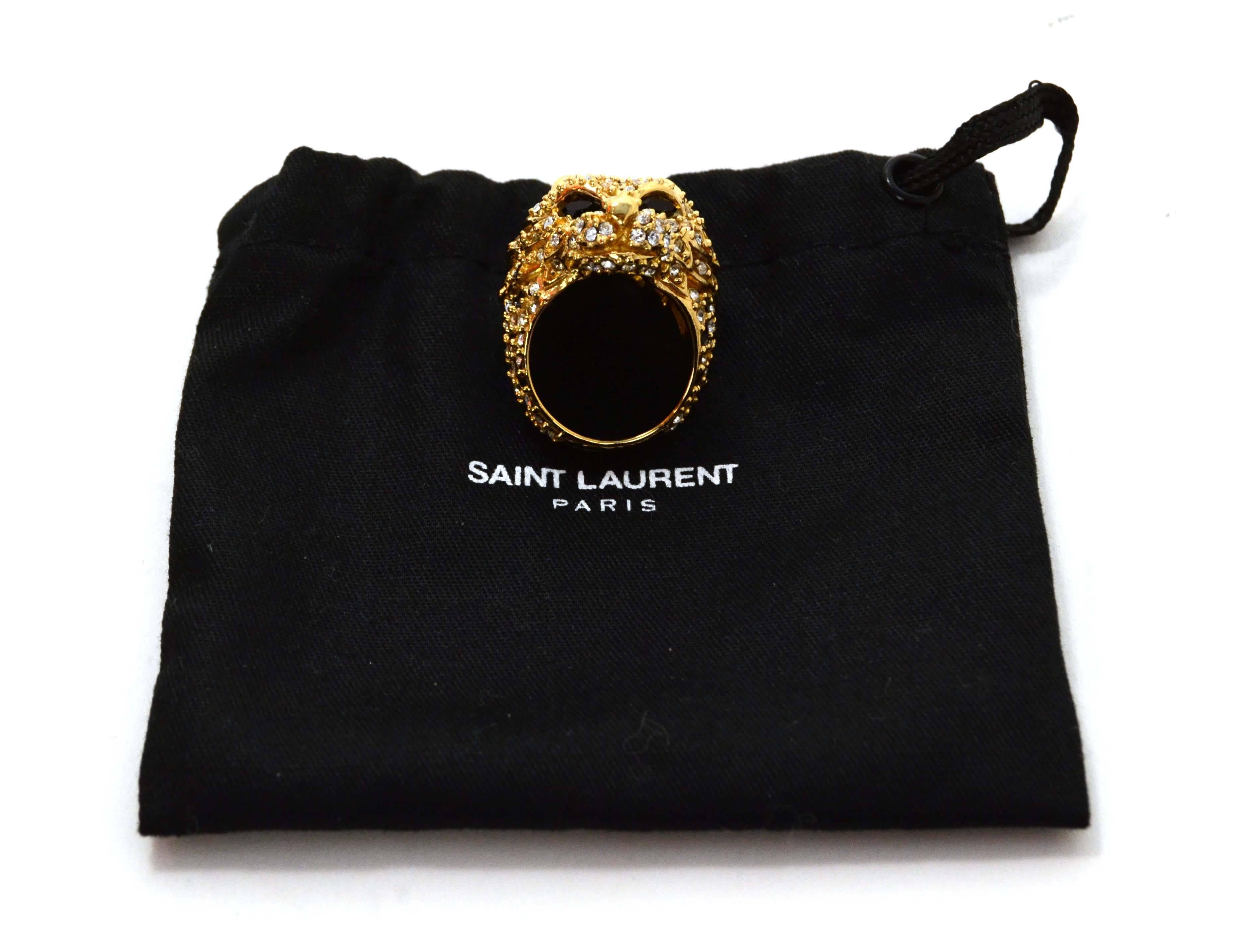 Women's Saint Laurent Goldtone Crystal Lion Ring sz.7 rt. $795