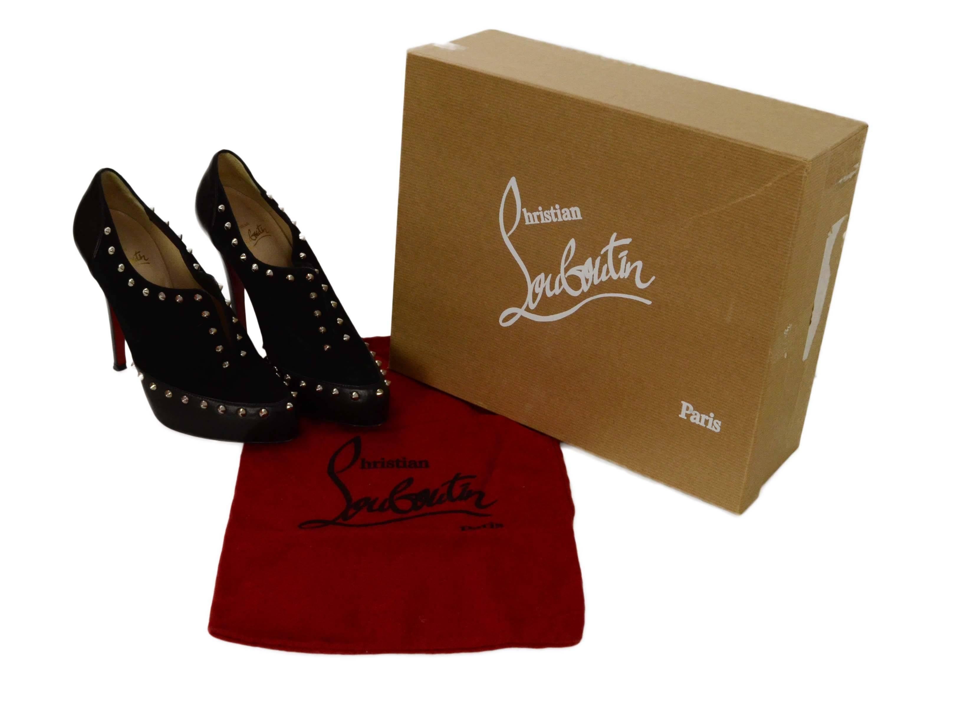 Christian Louboutin Black Suede & Leather Booties With Studs sz. 38 4