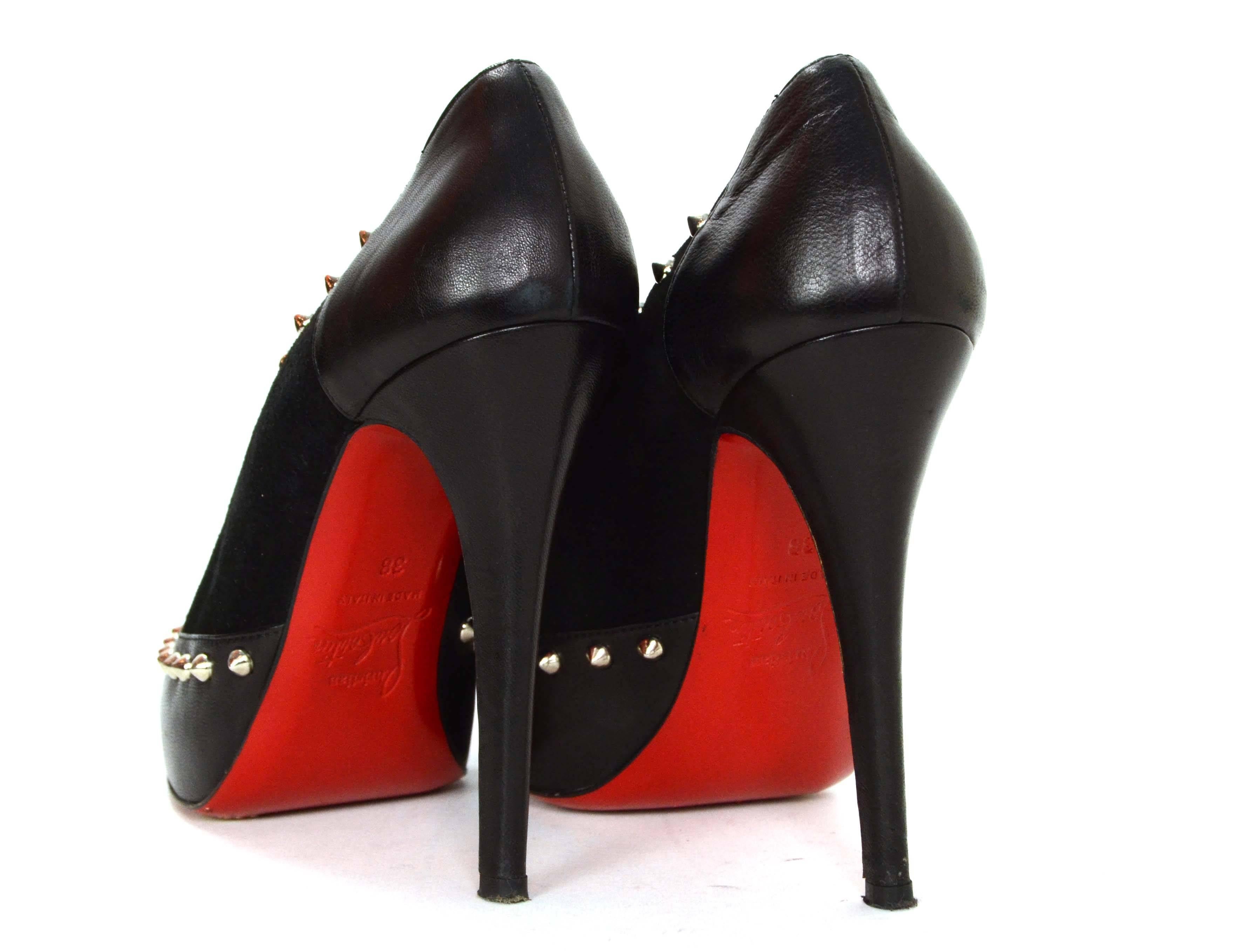 Christian Louboutin Black Suede & Leather Booties With Studs sz. 38 1