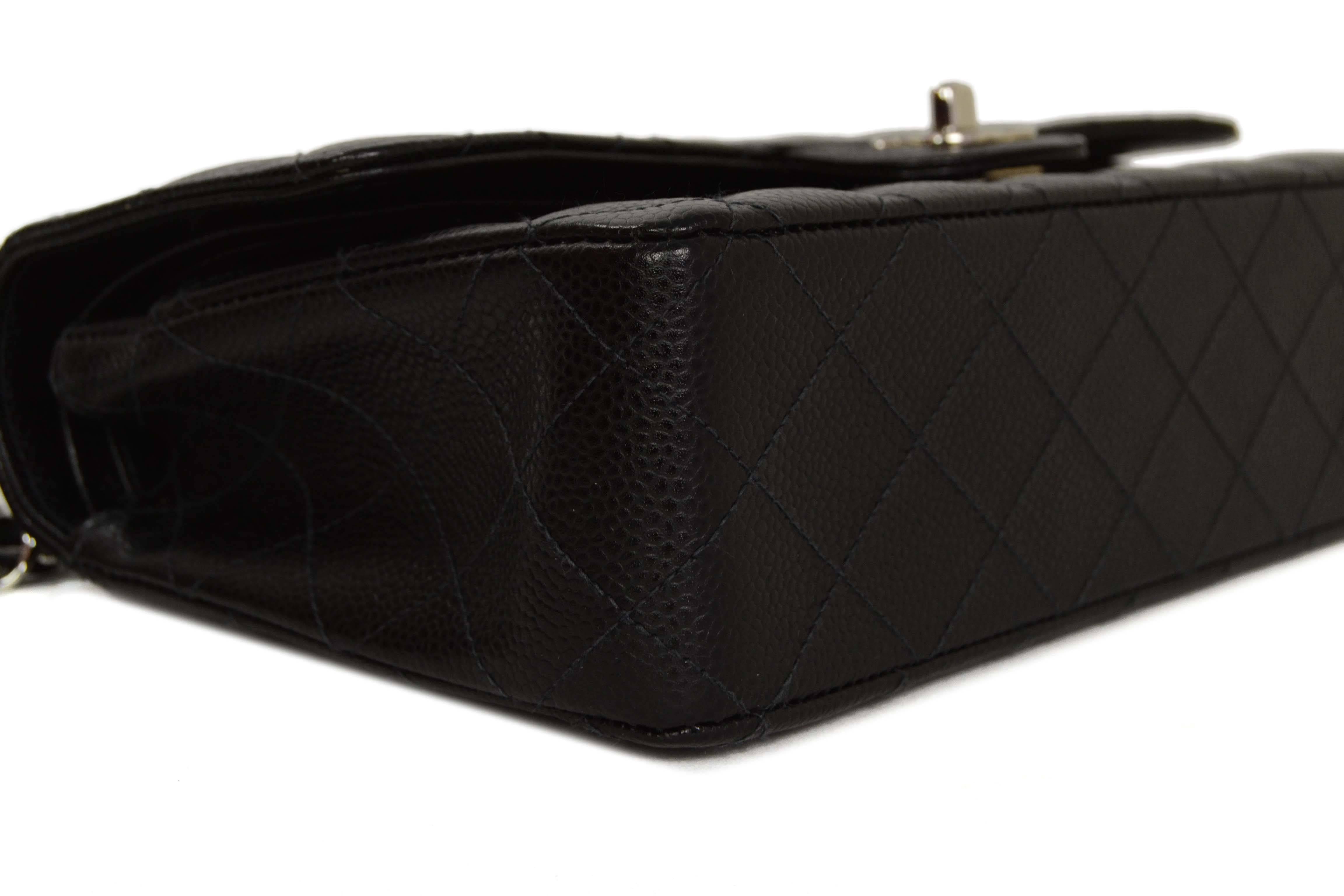 Women's Chanel Black Quilted Caviar Double Flap Medium Classic Bag