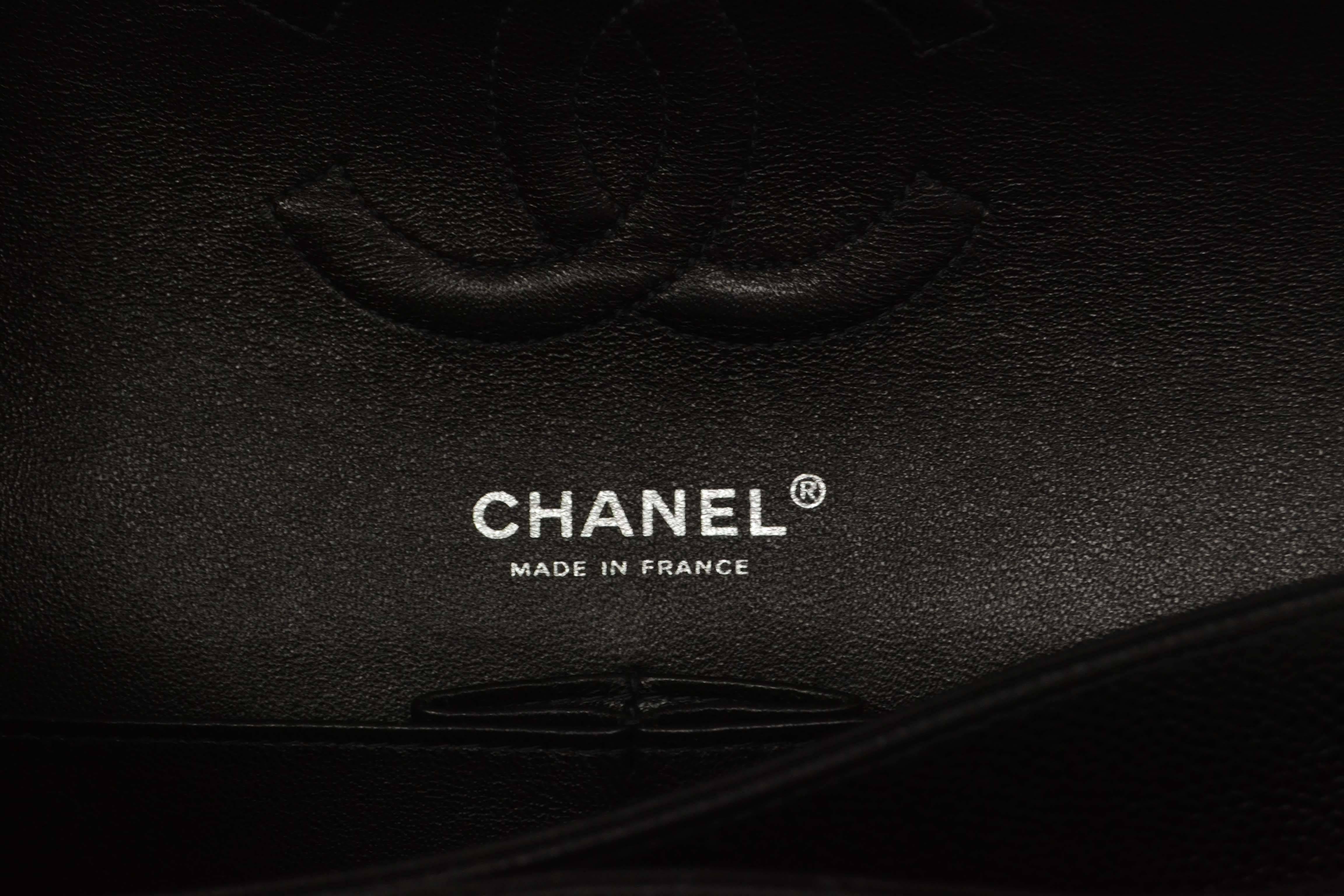 Chanel Black Quilted Caviar Double Flap Medium Classic Bag 3