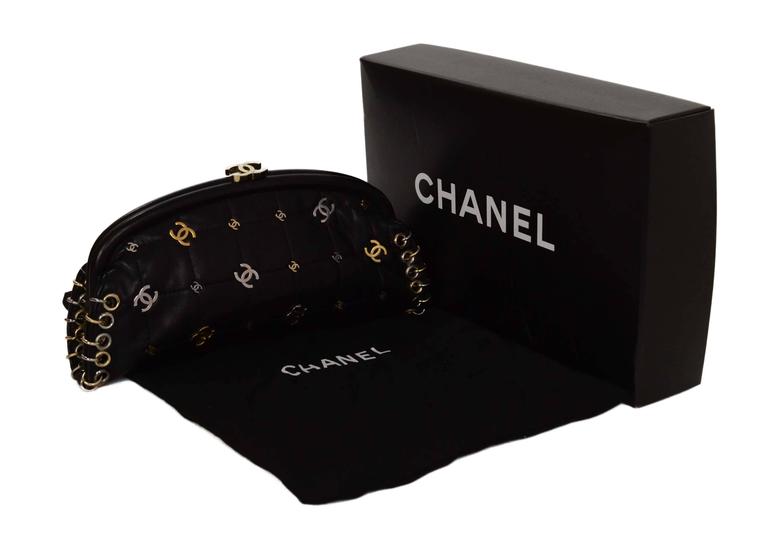 Chanel Black Lambskin CC Punk Timeless Clutch Bag For Sale at