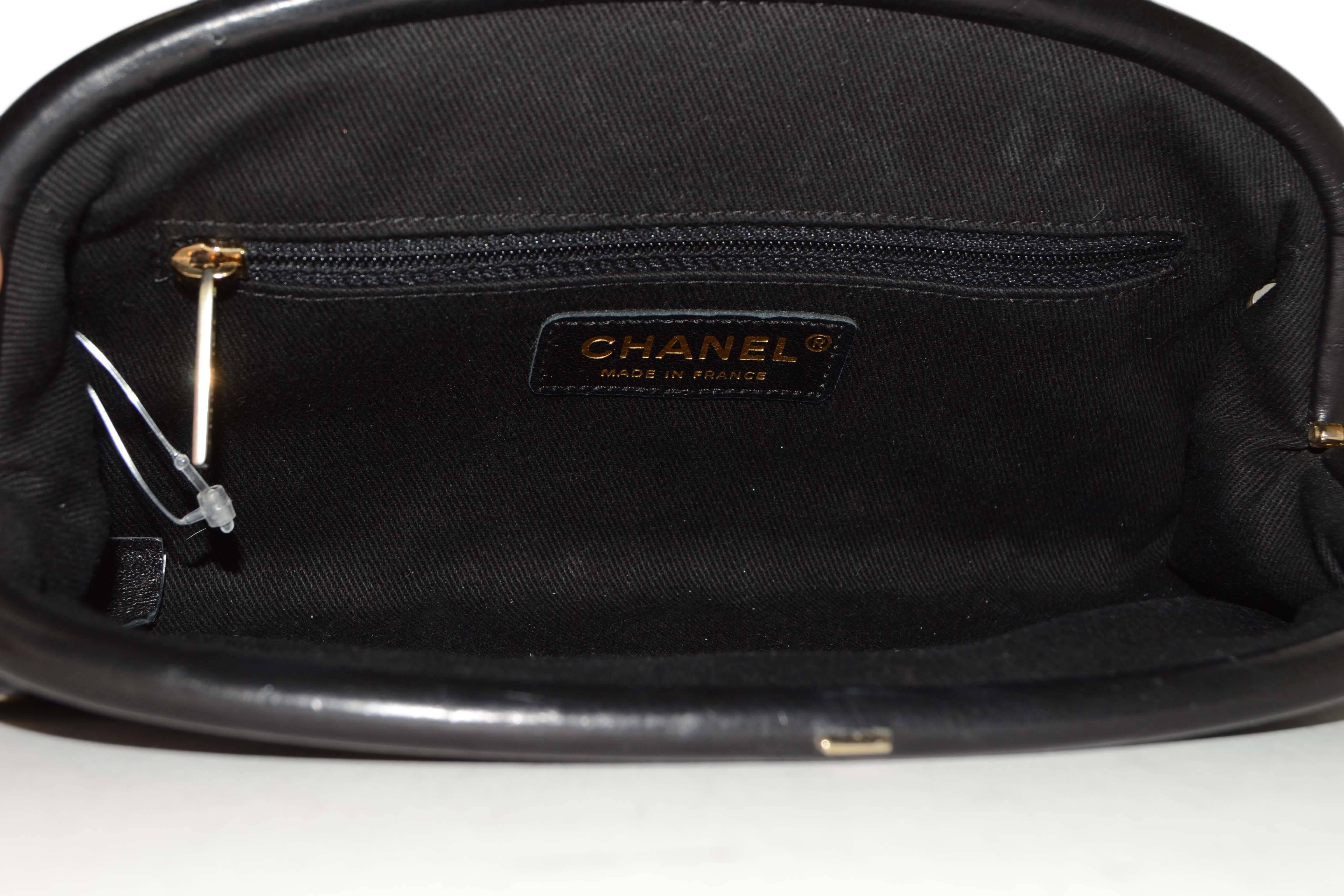 Chanel Black Lambskin CC Punk Timeless Clutch Bag In Excellent Condition In New York, NY