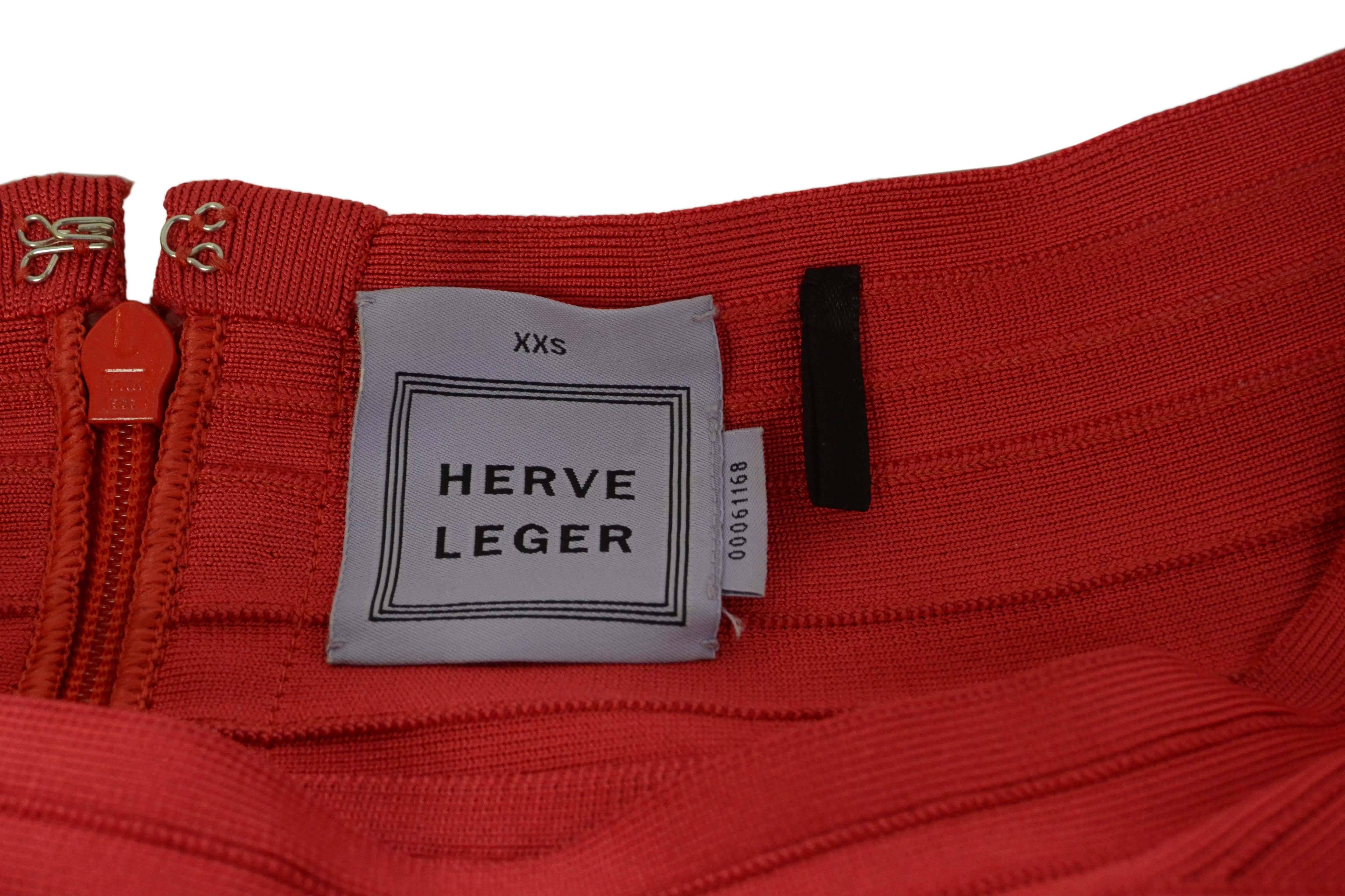 Women's Herve Leger Red Off-The-Shoulder Bandage Dress sz XXS