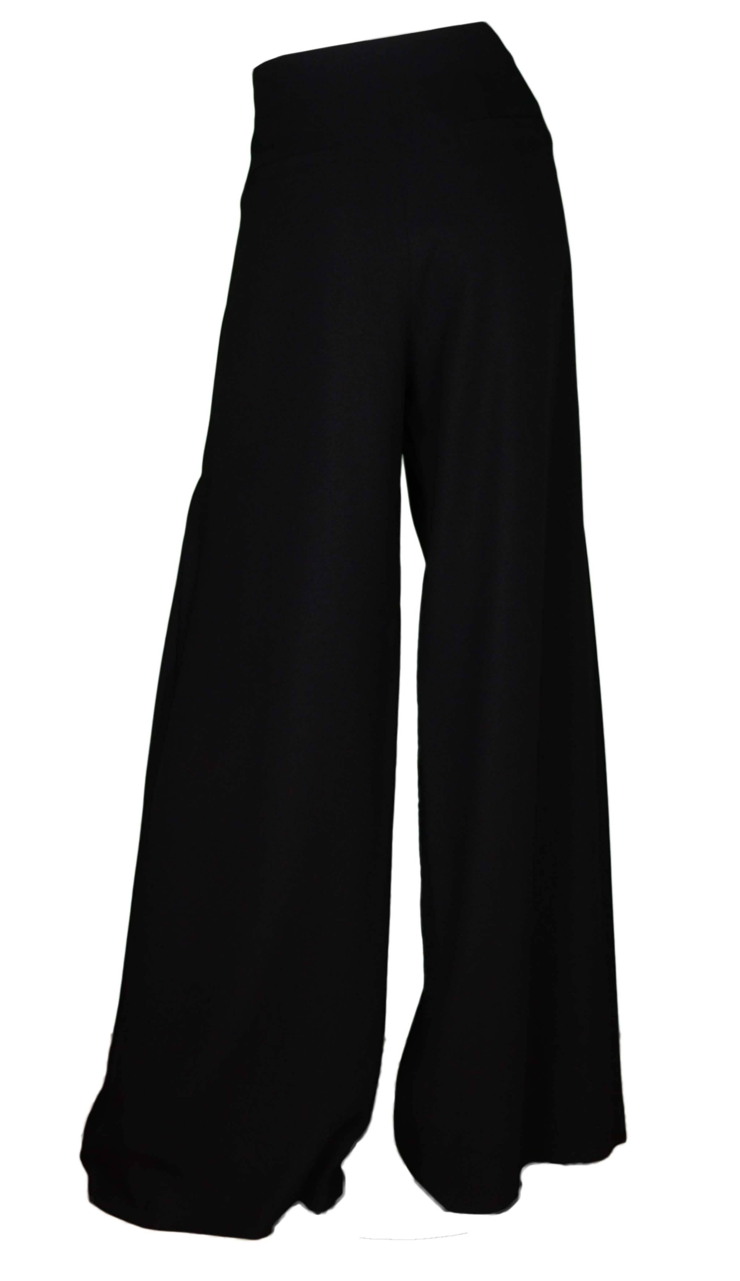 Adam Lippes Black High Waist Wide Leg Pants sz 12 In Excellent Condition In New York, NY