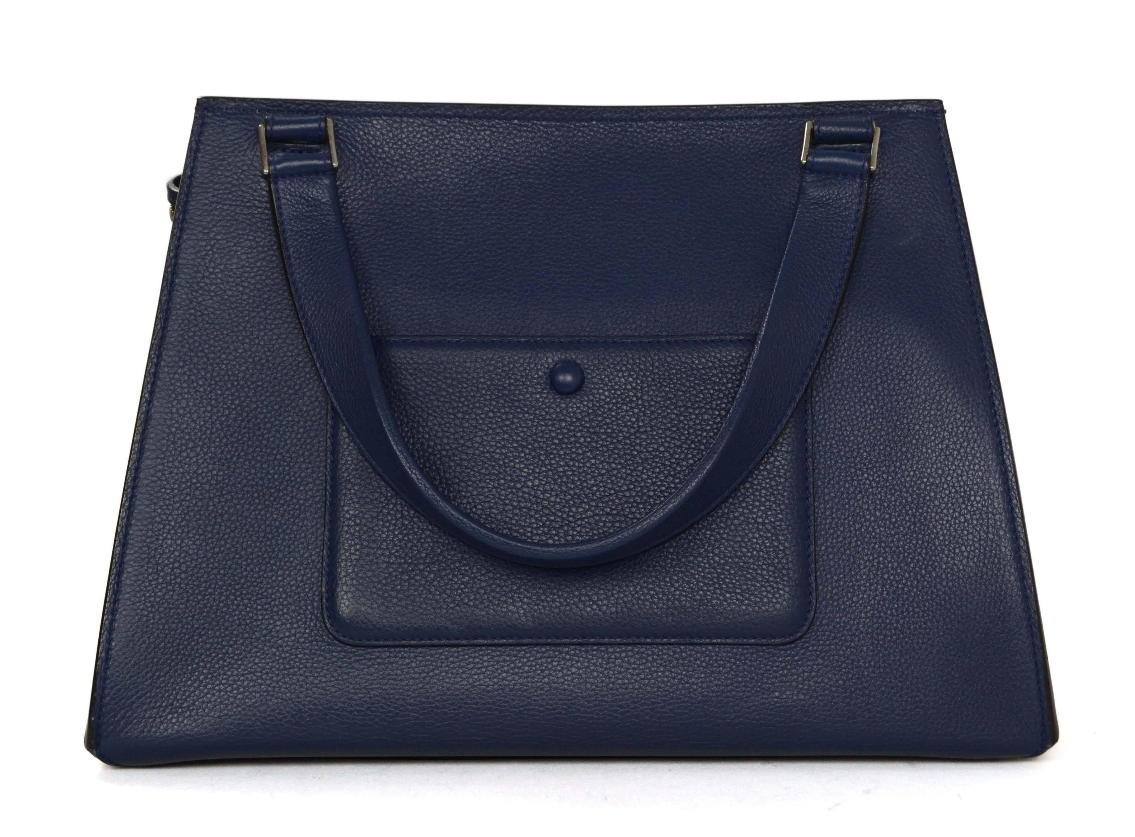 Black Celine Blue Leather Medium Edge Tote Bag SHW rt. $2, 600