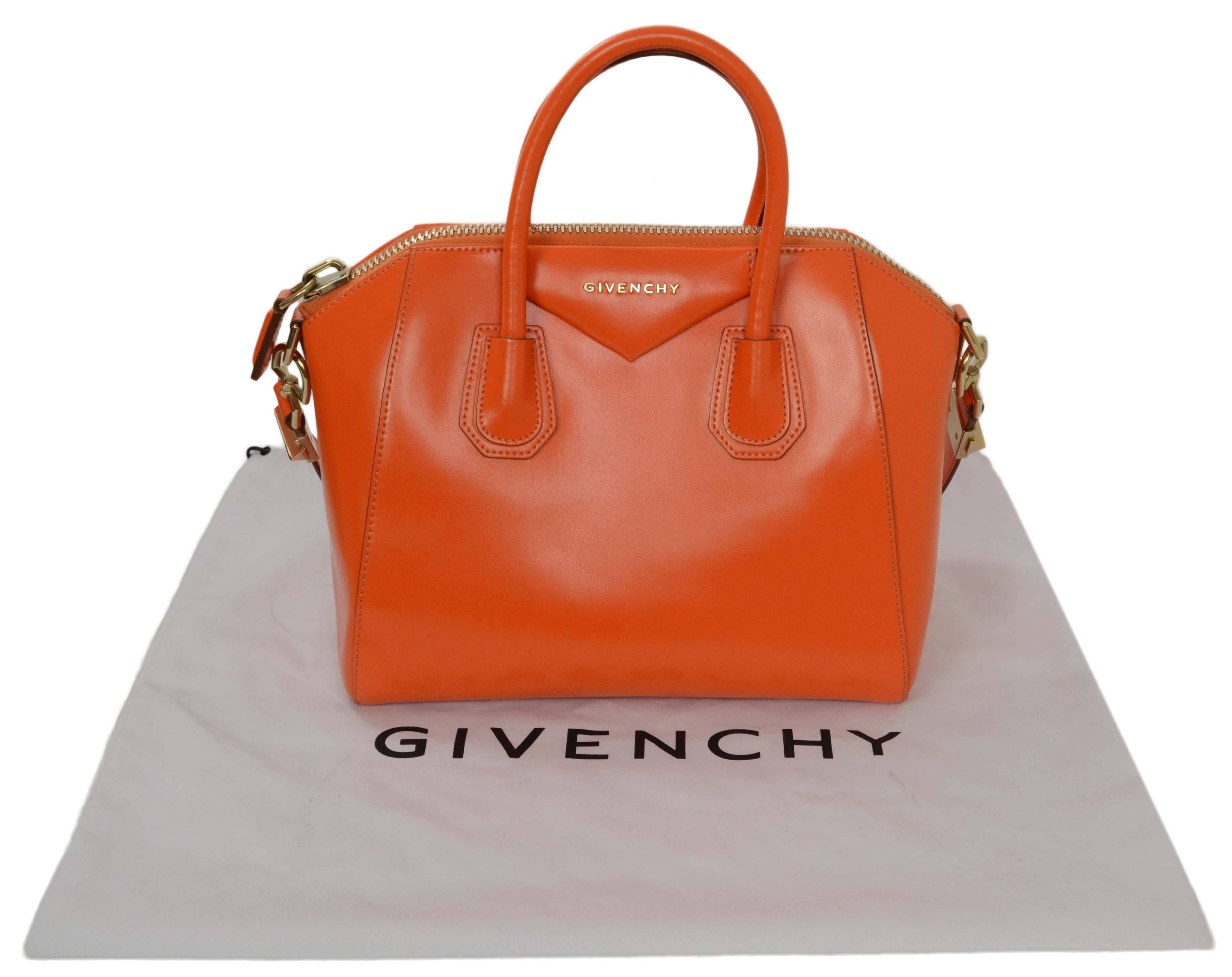 Givenchy Orange Leather Small Antigona Bag GHW 2