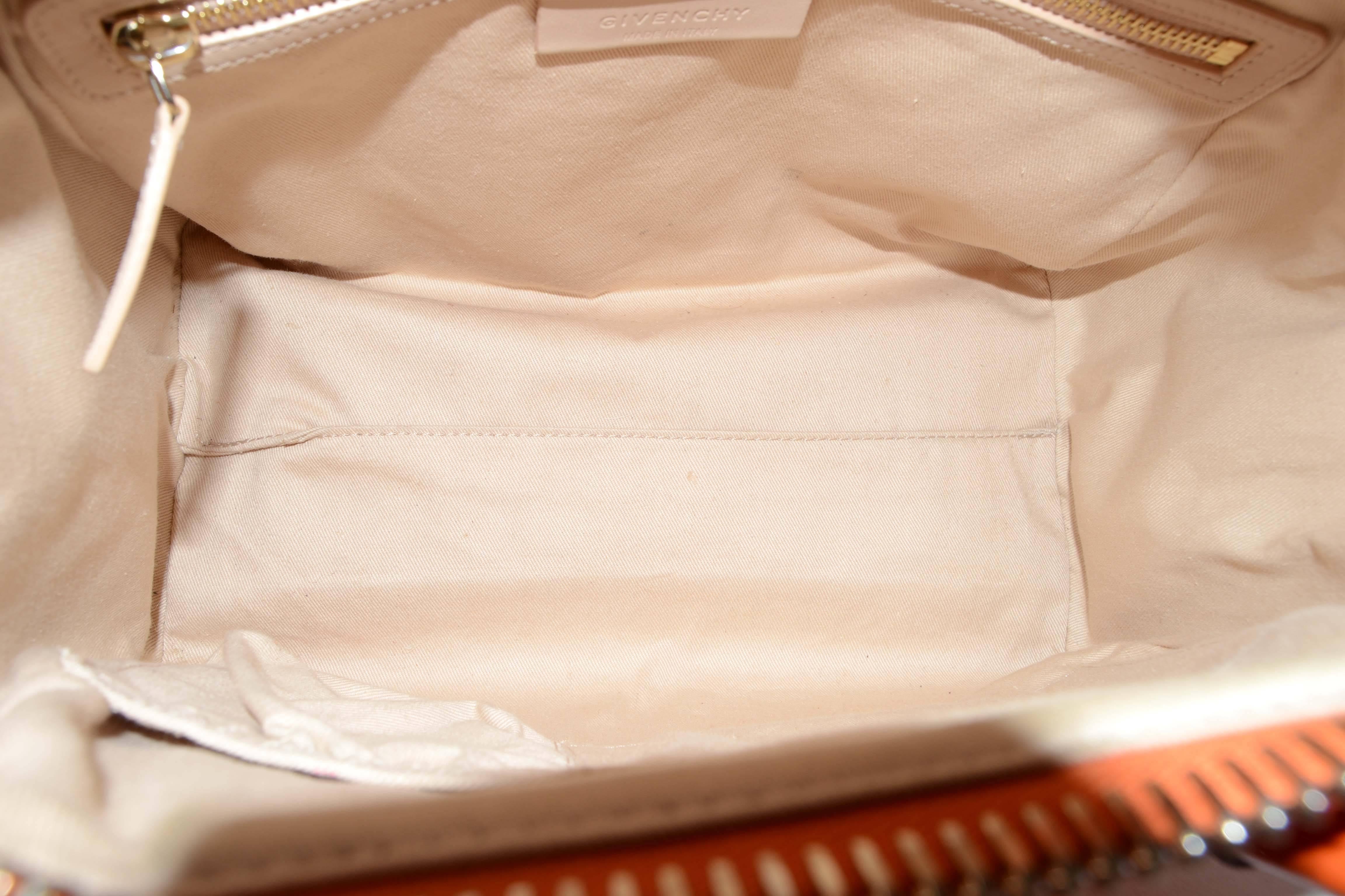 Givenchy Orange Leather Small Antigona Bag GHW In Excellent Condition In New York, NY