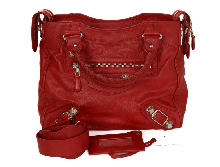 Balenciaga Red Distressed Leather Giant 21 Velo Bag SHW For Sale at 1stDibs balenciaga velo