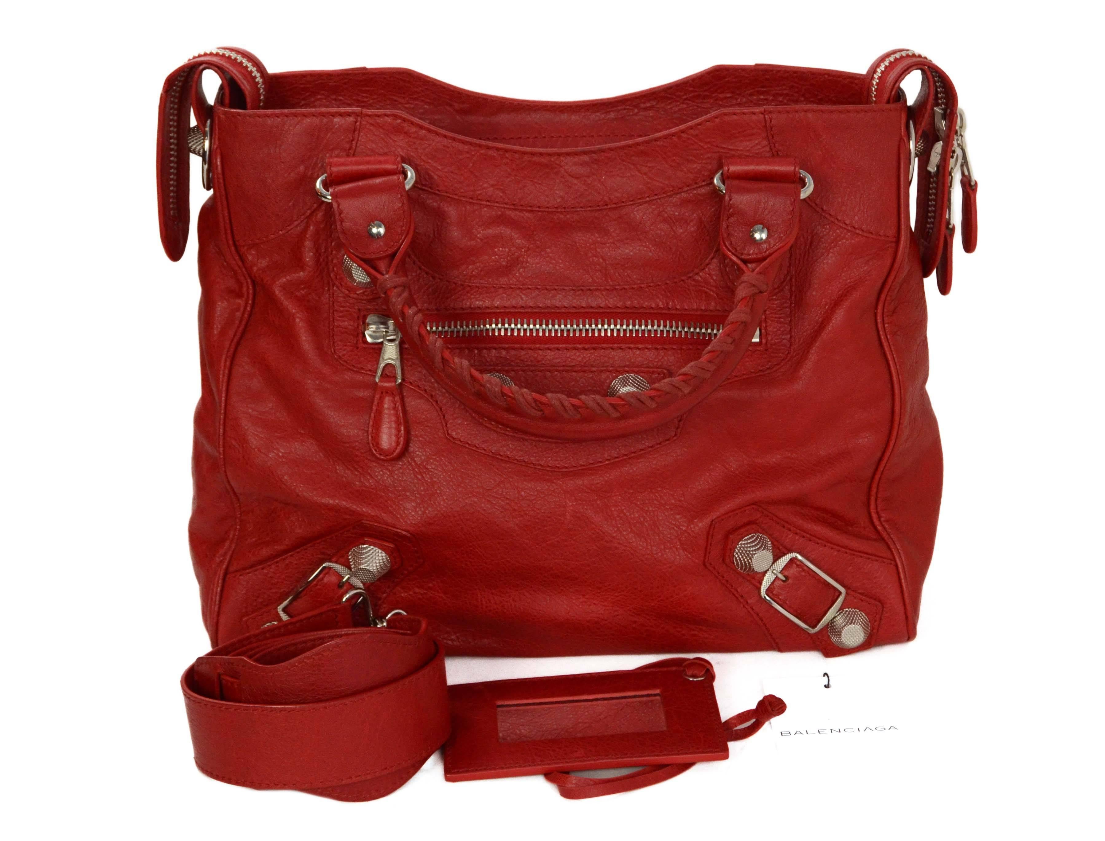 Balenciaga Red Distressed Leather Giant 21 Velo Bag SHW 2