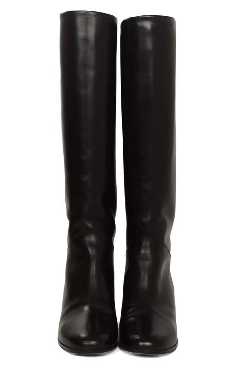 chanel tall black boots