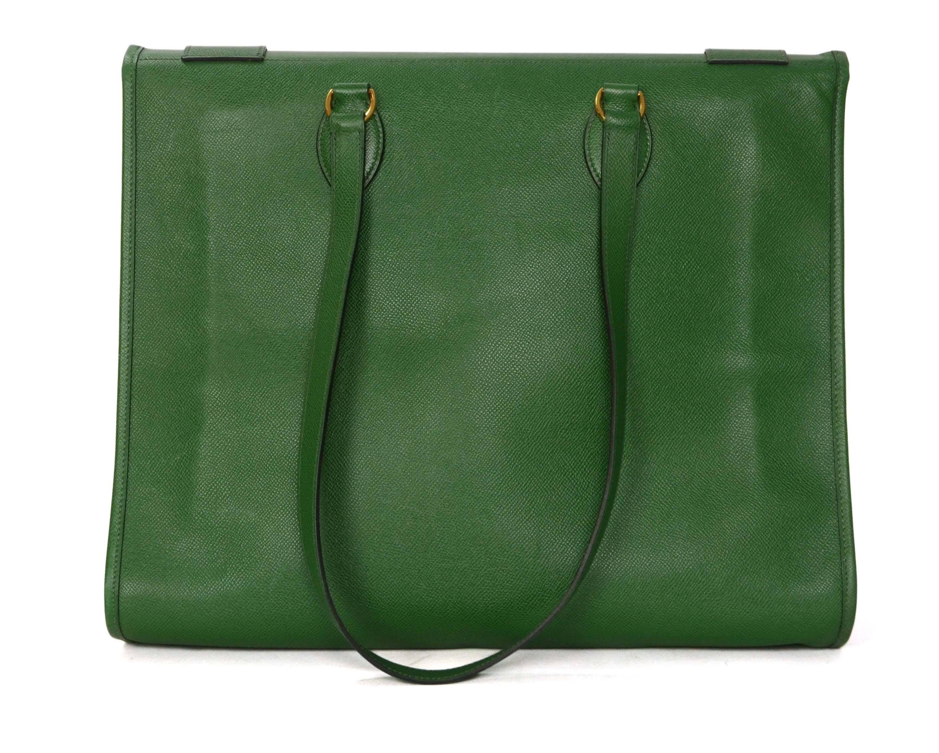 Hermes Vintage '93 Green Epsom Caba 40 Tote Bag GHW In Excellent Condition In New York, NY