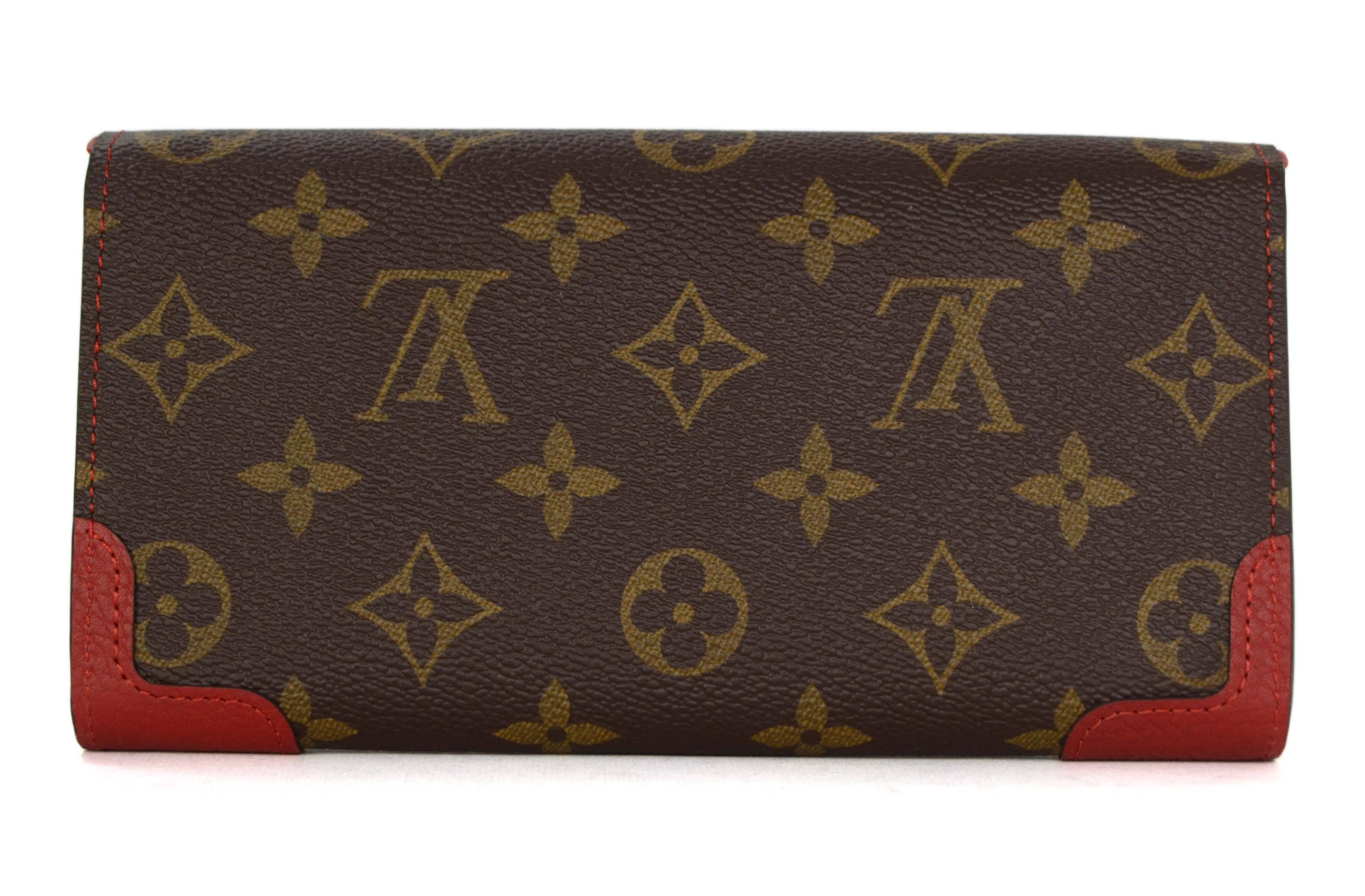 Louis Vuitton Monogram Sara Retiro Wallet With Red Leather Trim In Excellent Condition In New York, NY
