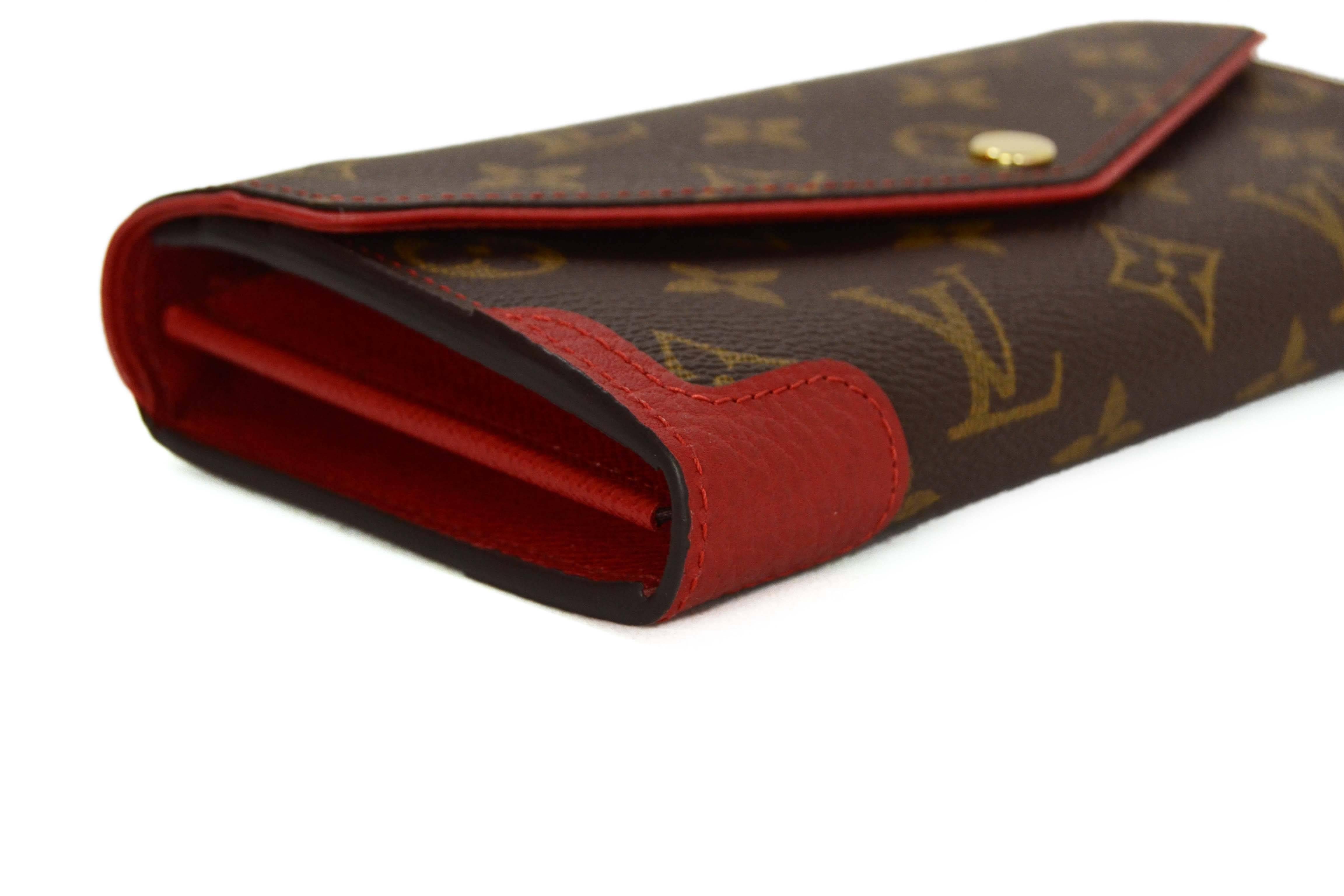 Women's Louis Vuitton Monogram Sara Retiro Wallet With Red Leather Trim