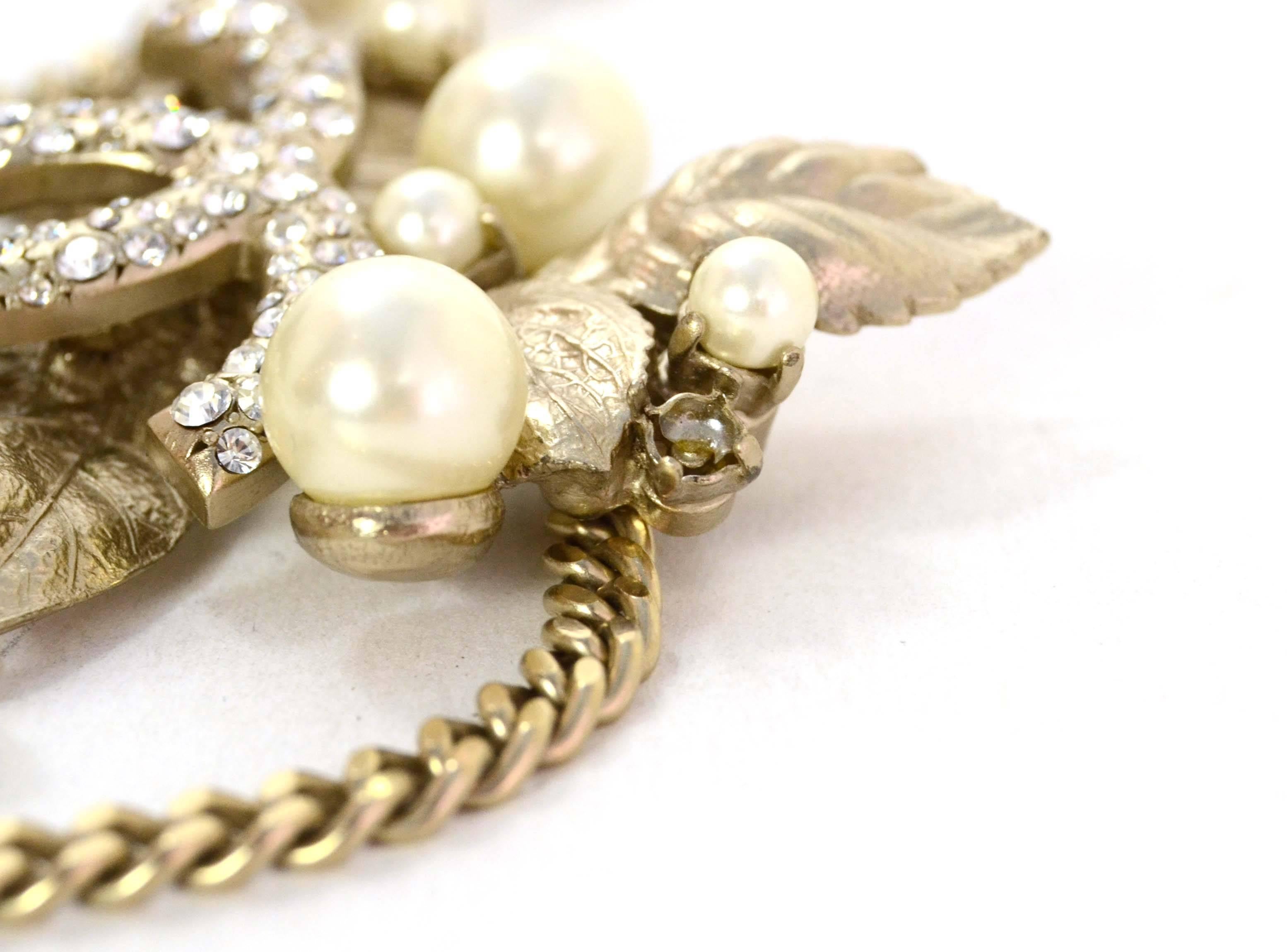 Women's Chanel Pale Gold Pearl & Crystal CC Multi-Strand Necklace