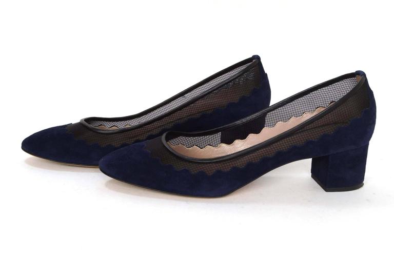 chloé scalloped suede pumps