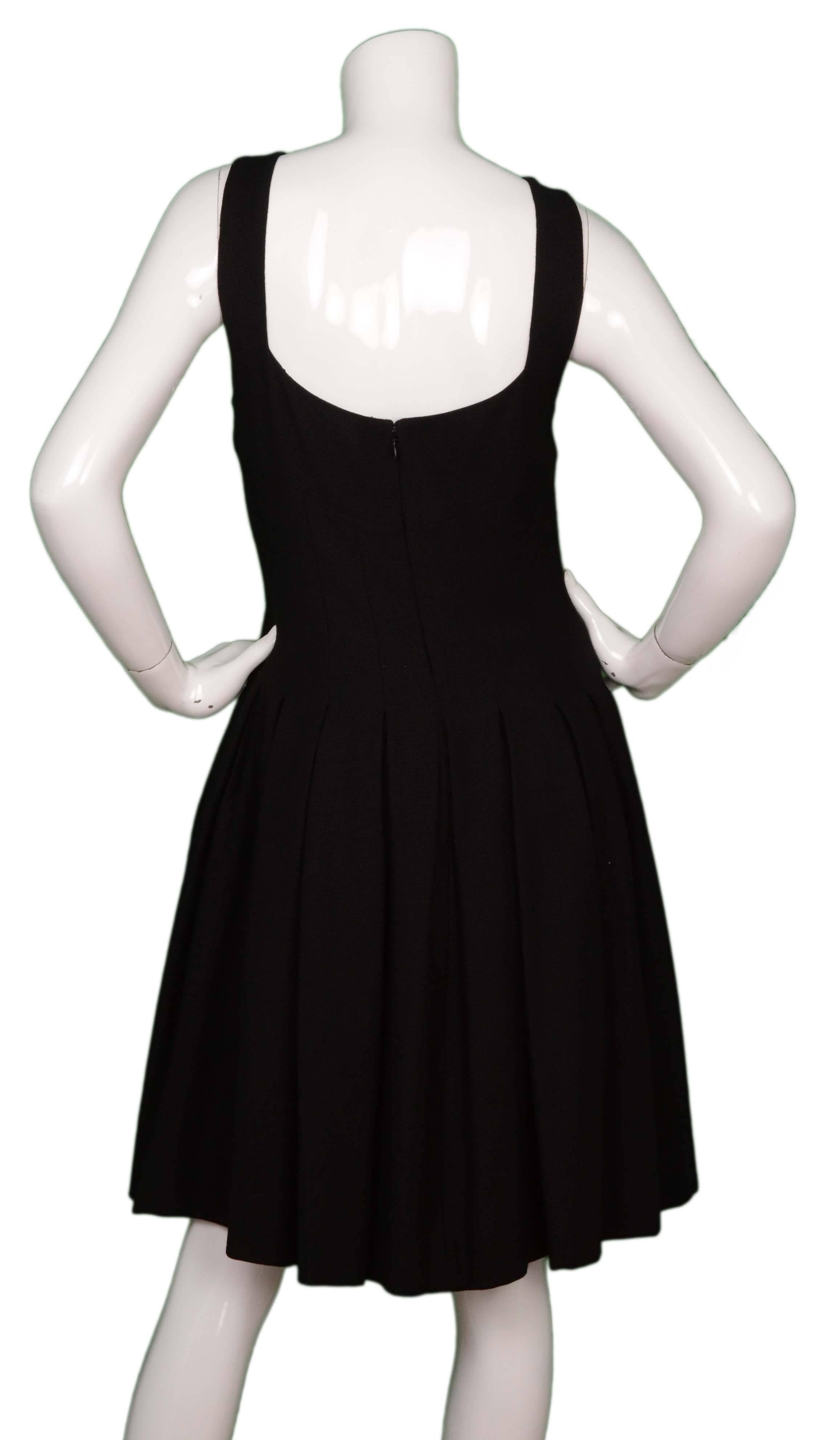 Chanel Black Wool Sleeveless Pleated Dress sz 38 In Excellent Condition In New York, NY