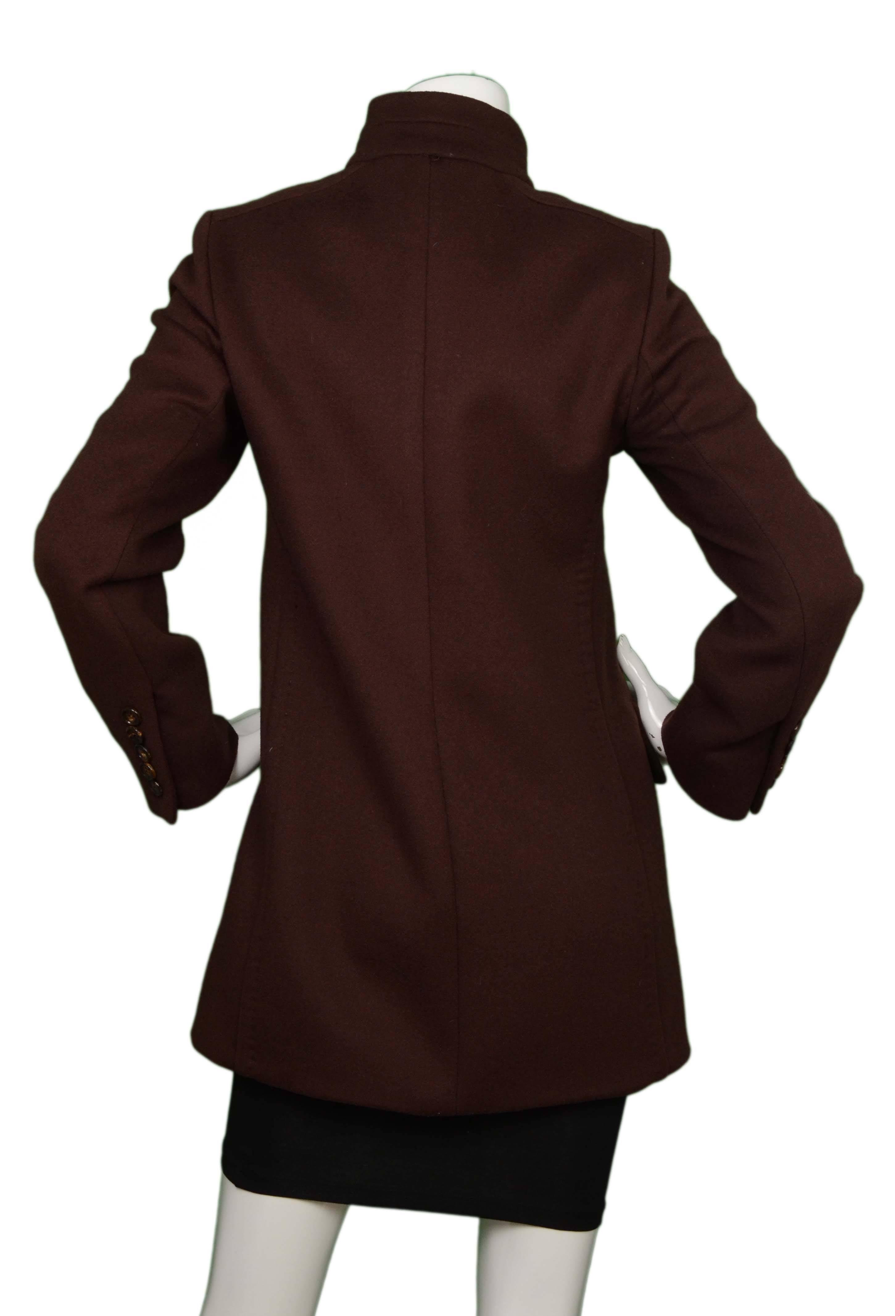 Max Mara Brown Single Breasted Wool Coat sz 6 In Excellent Condition In New York, NY