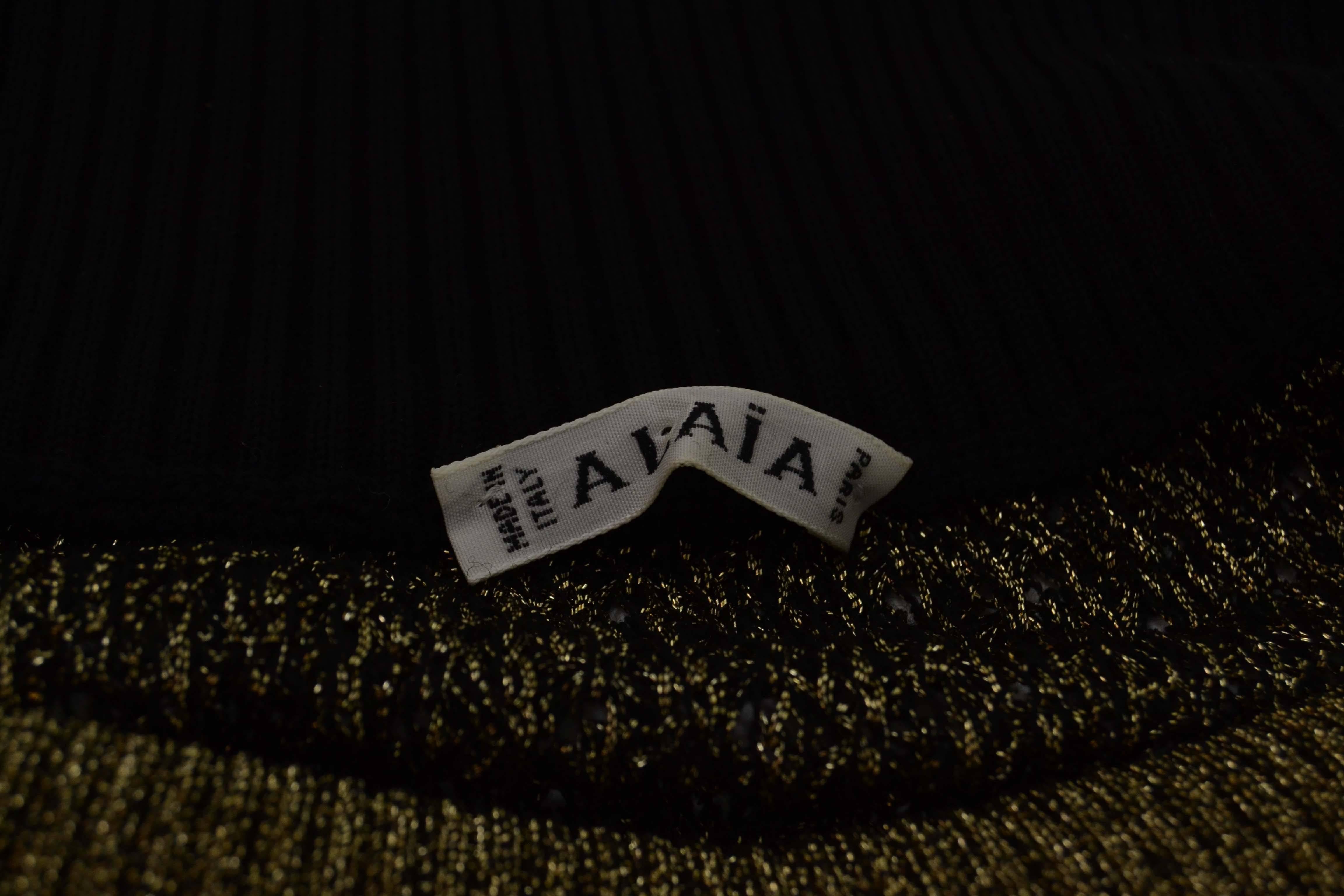 Women's Alaia Gold & Black Metallic Cropped Sweater sz S
